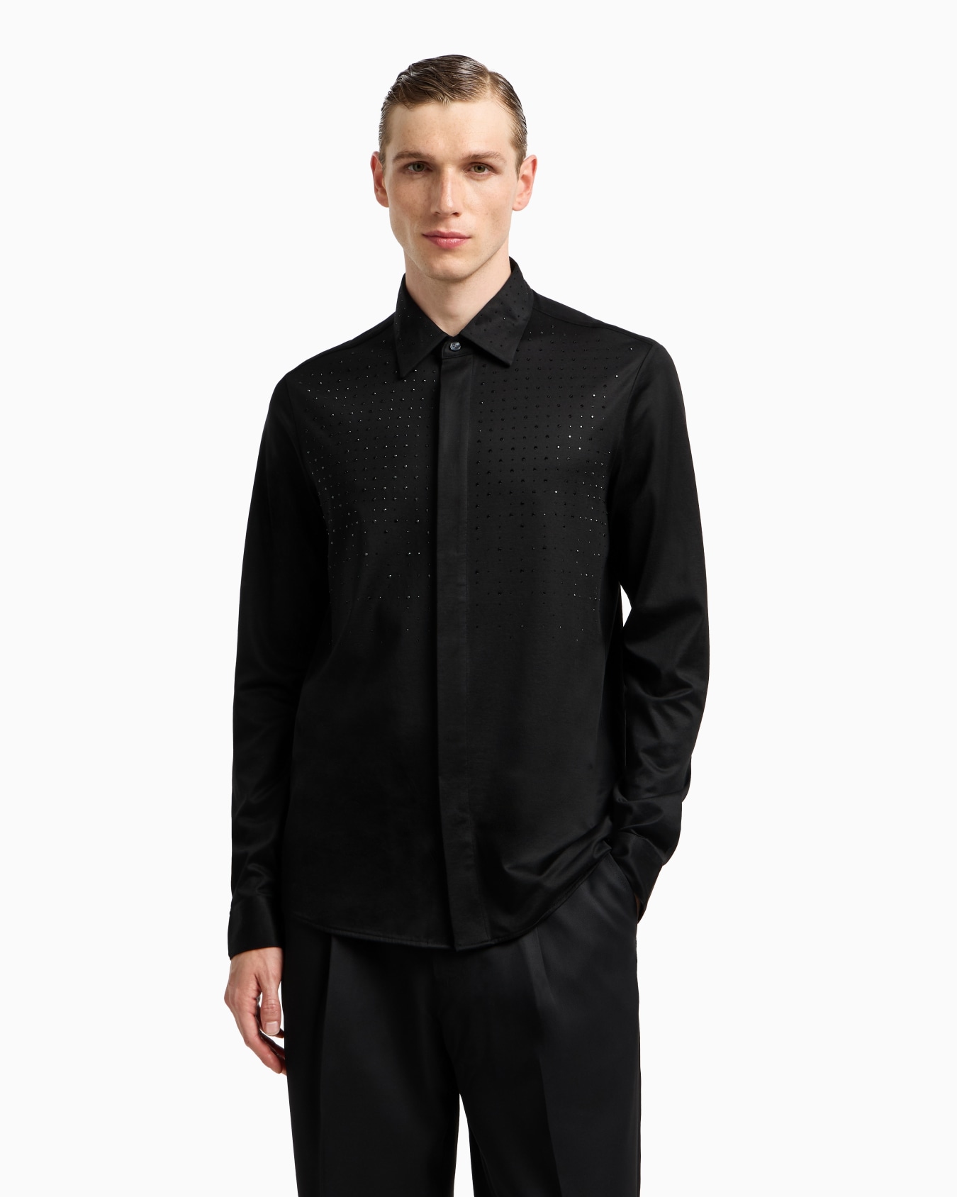 Clubwear Slim Fit Hemd aus Lyocell-Mischung mit Strasssteinen Folie 4