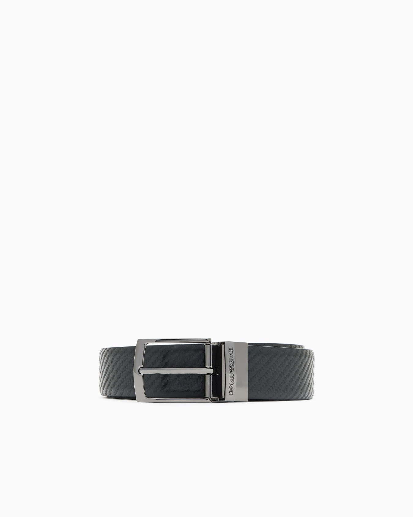 Reversible leather belt with embossed motif Slide 0