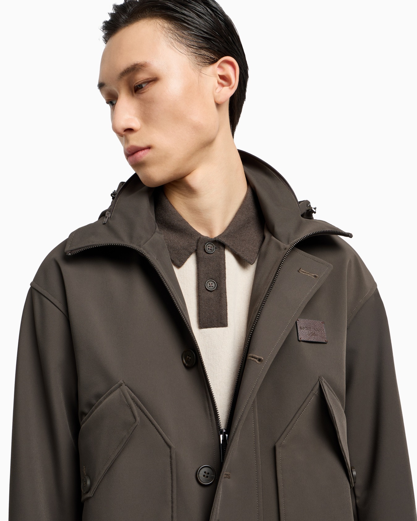 Blouson entièrement zippé en sergé de nylon avec ceinture Diapositive 4