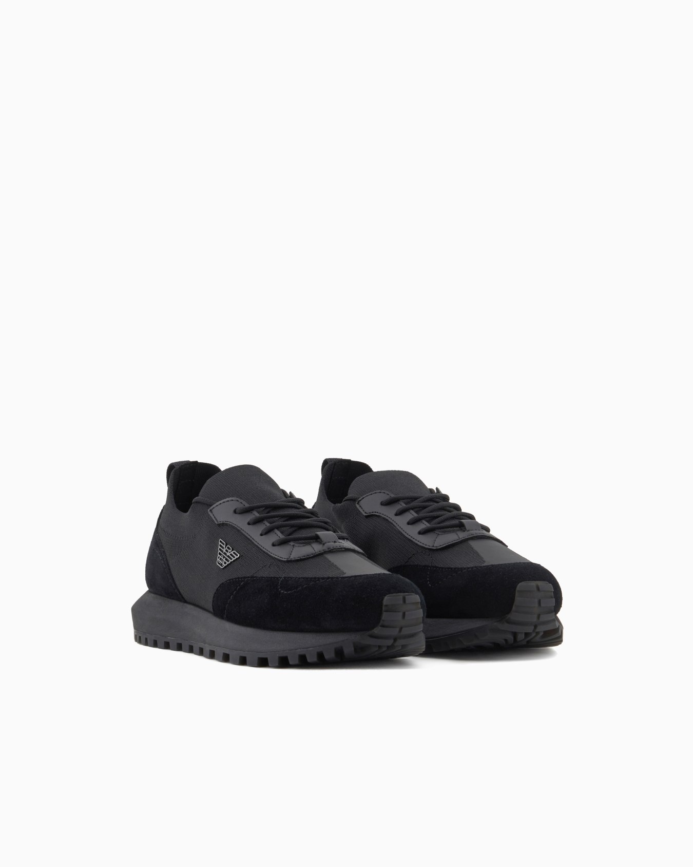 Knit sneakers with suede details Slide 1