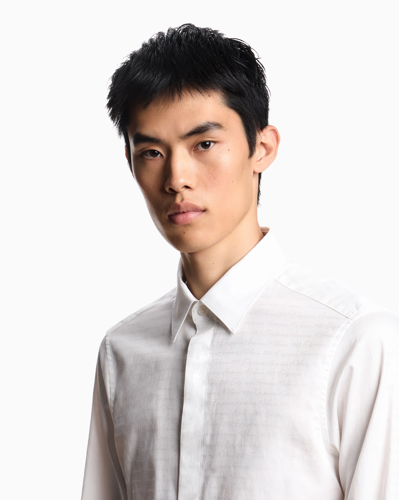 Cotton shirt with all-over jacquard logo Slide 4