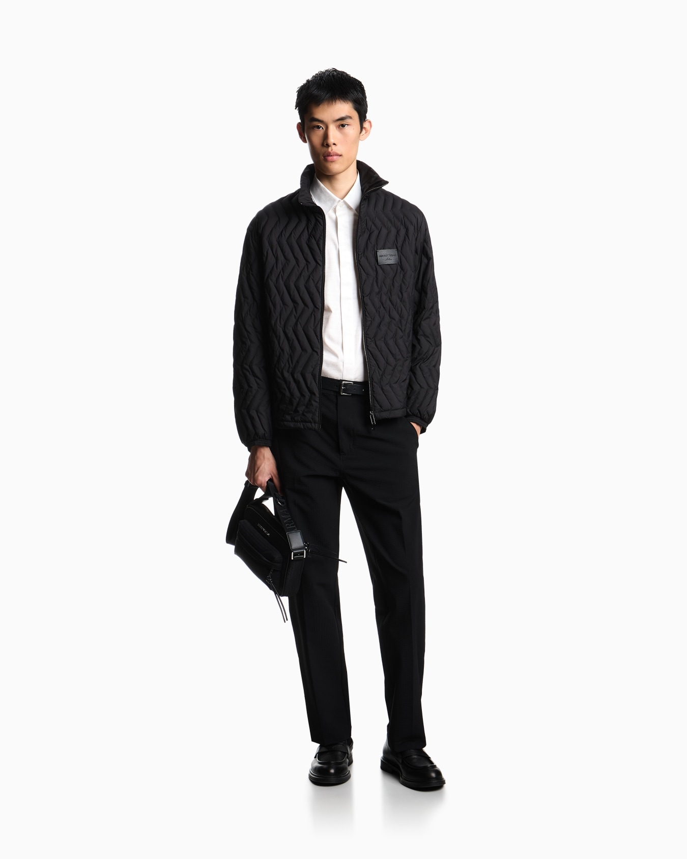Cotton shirt with all-over jacquard logo Slide 1