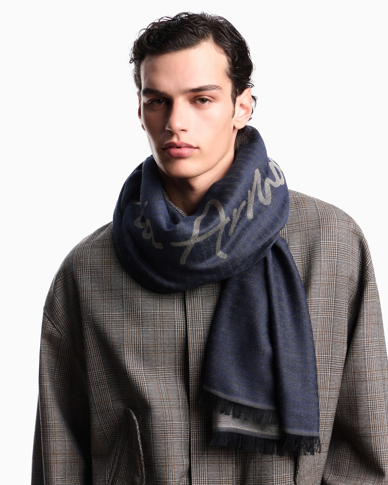 Scarf with signature logo embroidery Slide 2