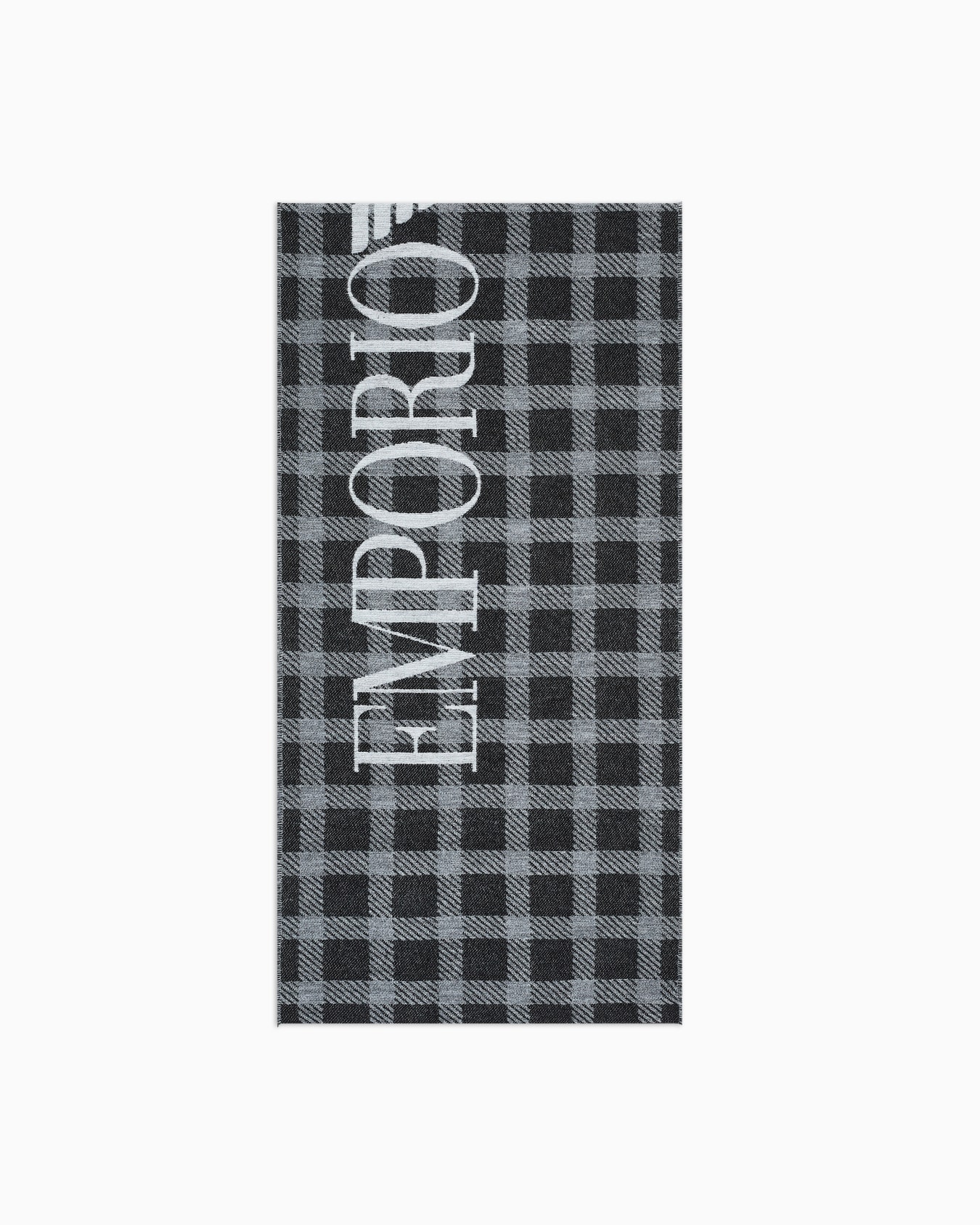 Scarf with check motif and logo Slide 0