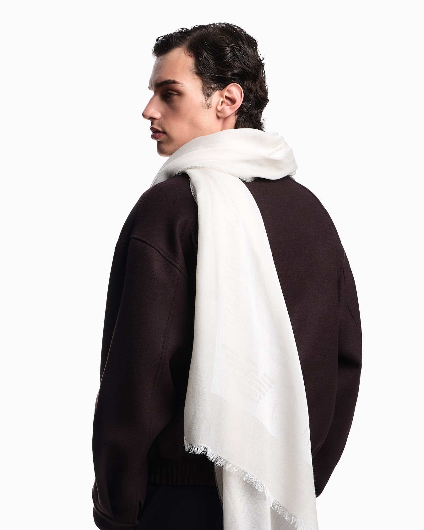 Scarf in light modal and virgin-wool blend fabric Slide 2