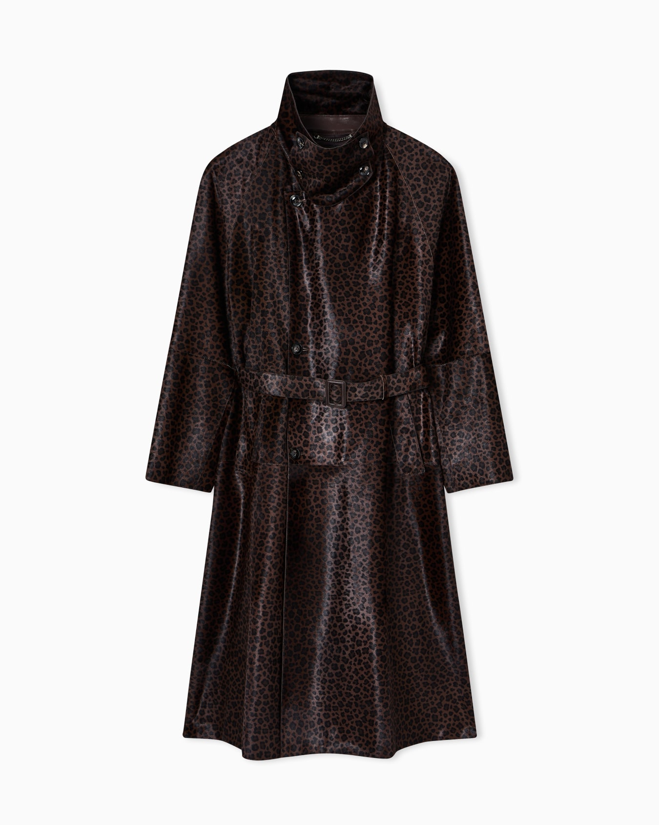 Animal-print pony hair trench coat Slide 0