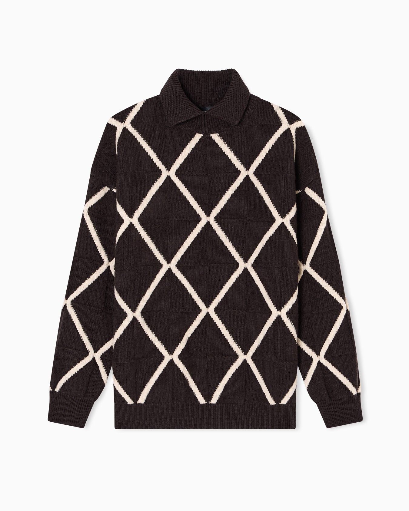 Jacquard wool and cashmere blend jumper with a diamond motif Slide 0