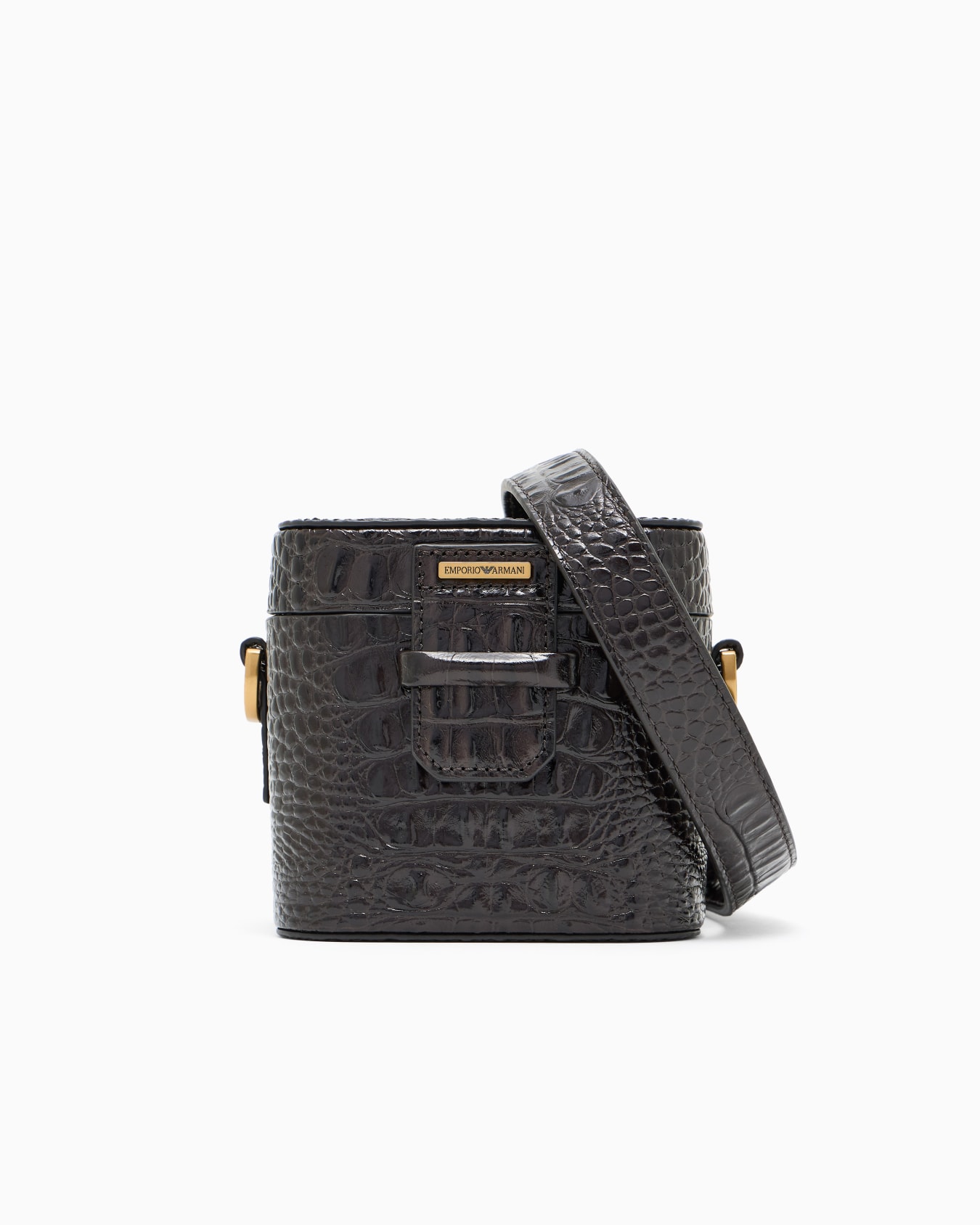 Cross-body bucket bag in crocodile-embossed leather Slide 0