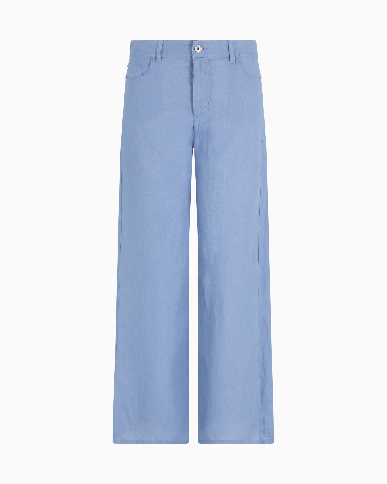 Pantalones J33 de cintura media y pernera cropped acampanada de lino puro Diapositiva 0