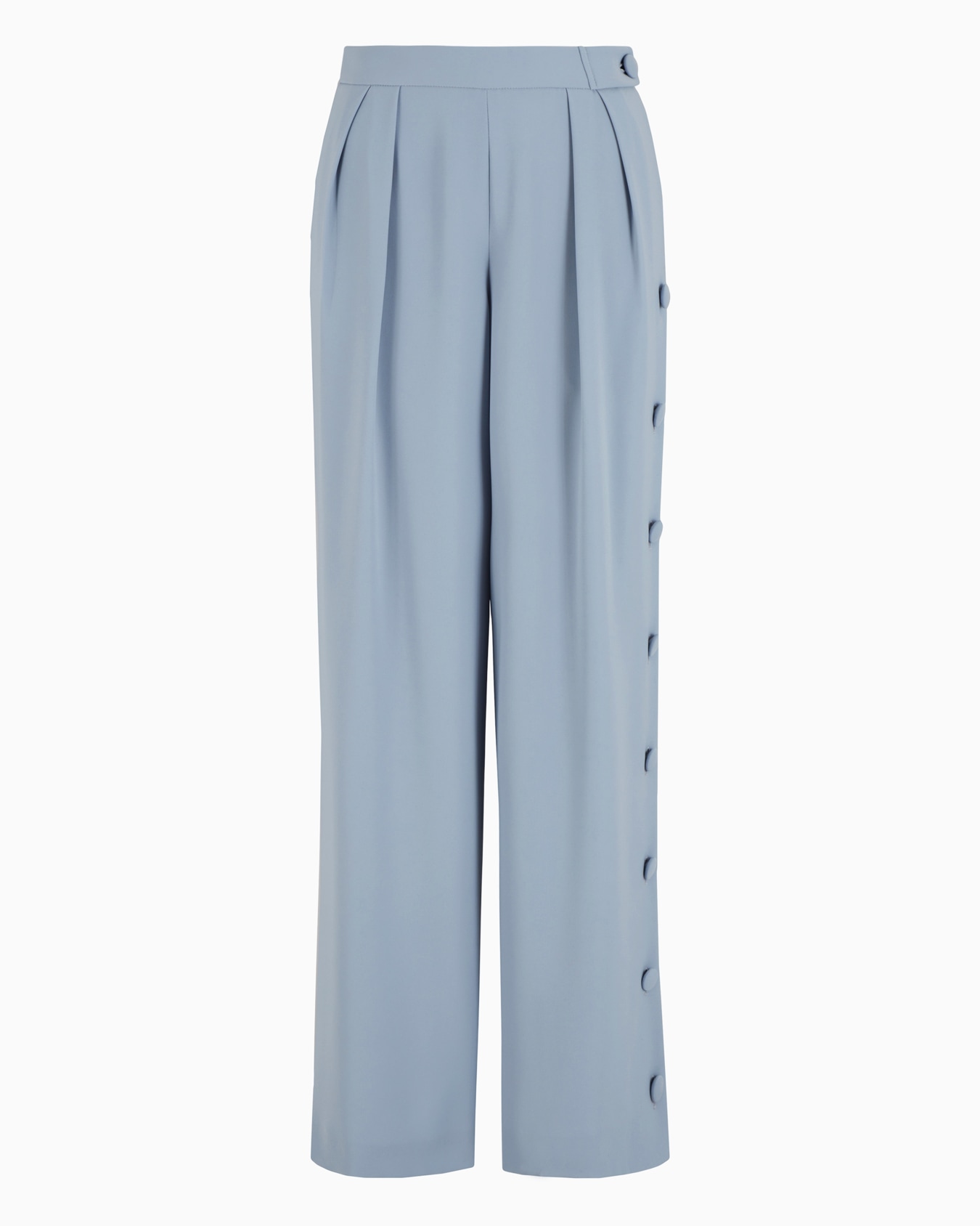 Pantaloni in tecno cady con pinces e bottoni laterali Slide 0
