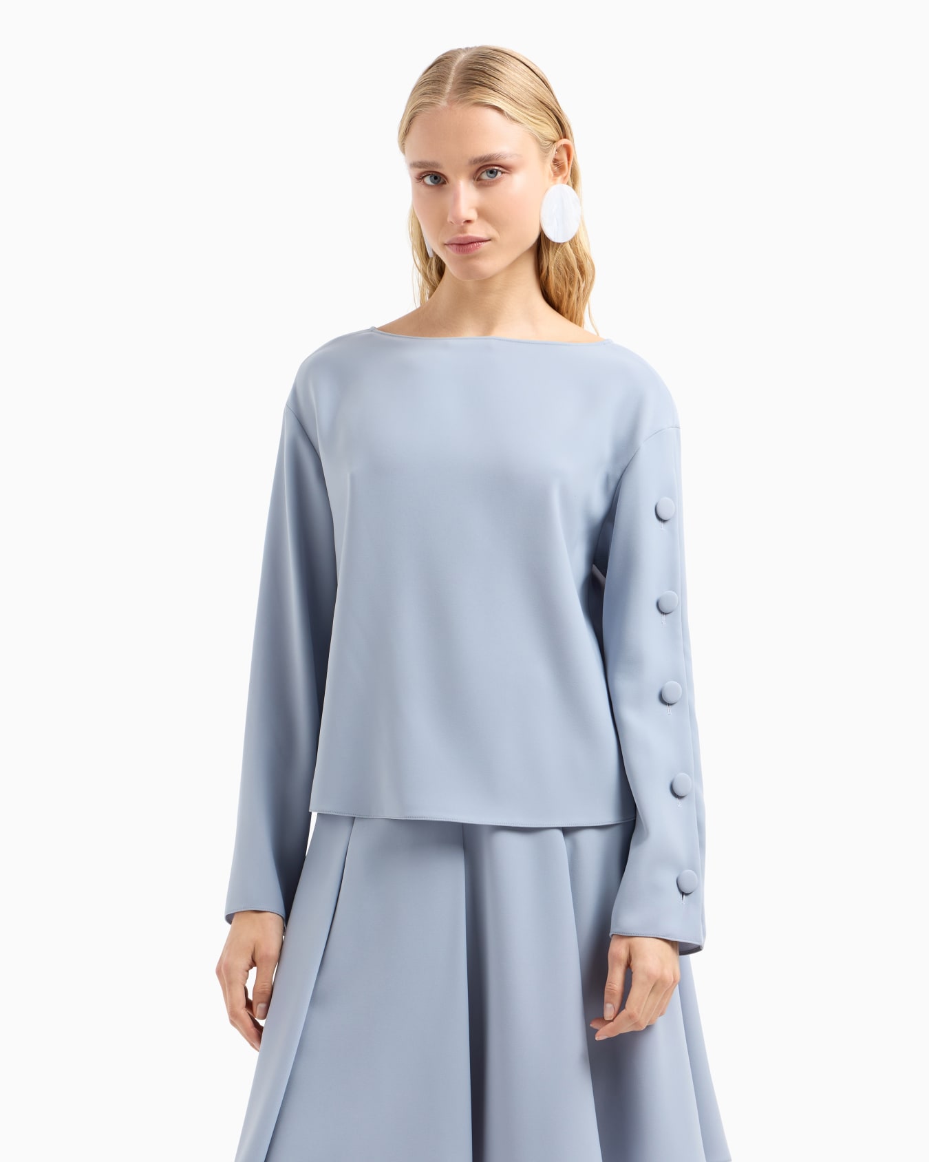 Blouse en cady technique avec boutons sur les manches Diapositive 1