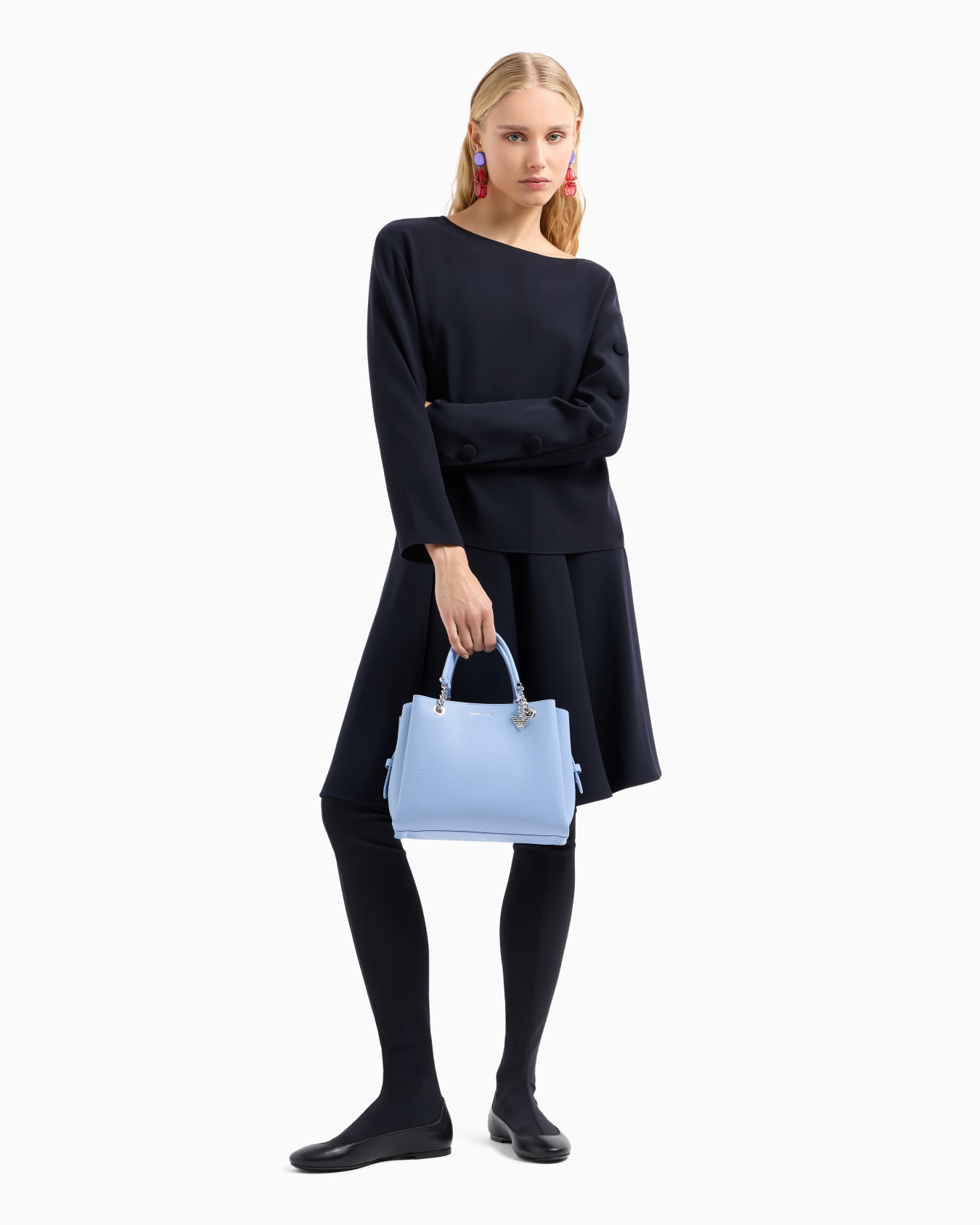 Technical cady blouse with buttons on the sleeve Slide 3