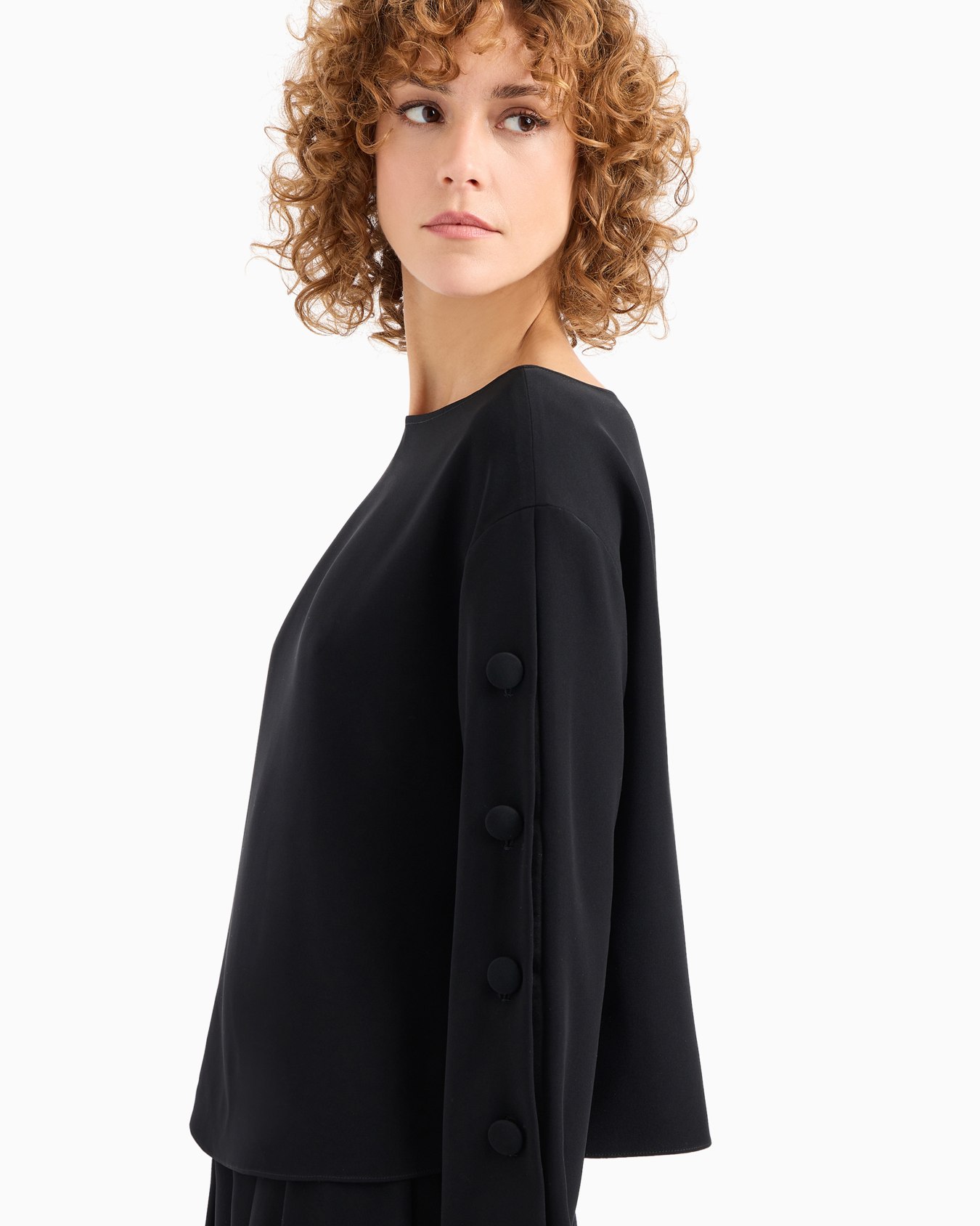 Technical cady blouse with buttons on the sleeve Slide 5