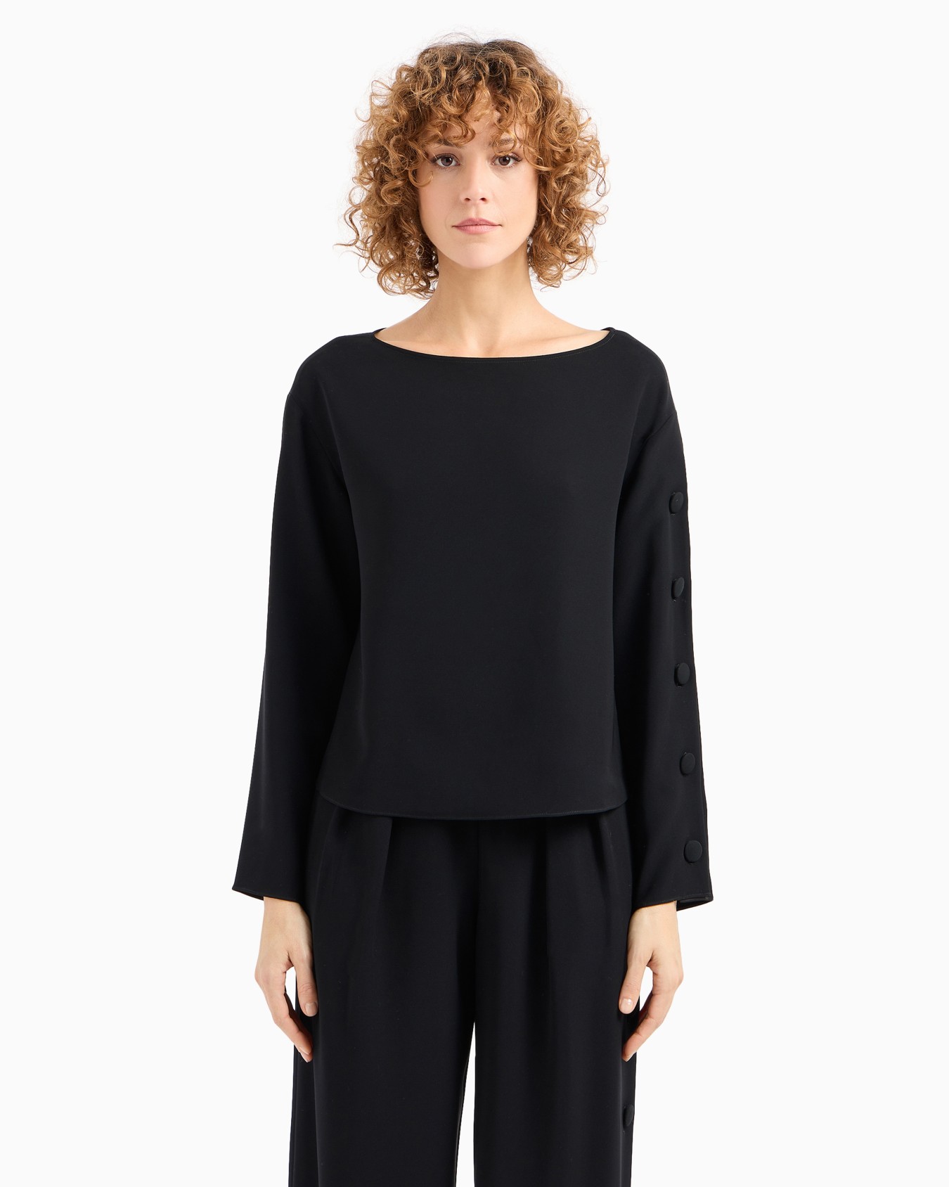 Technical cady blouse with buttons on the sleeve Slide 2