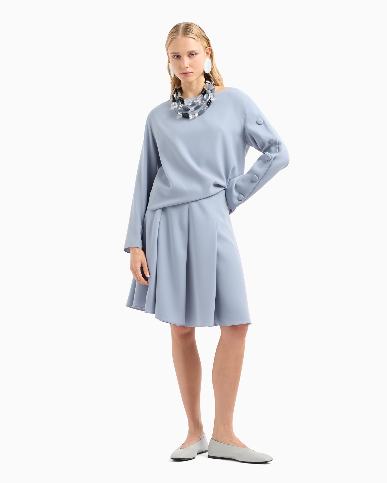 Technical-cady pleated skirt Slide 3