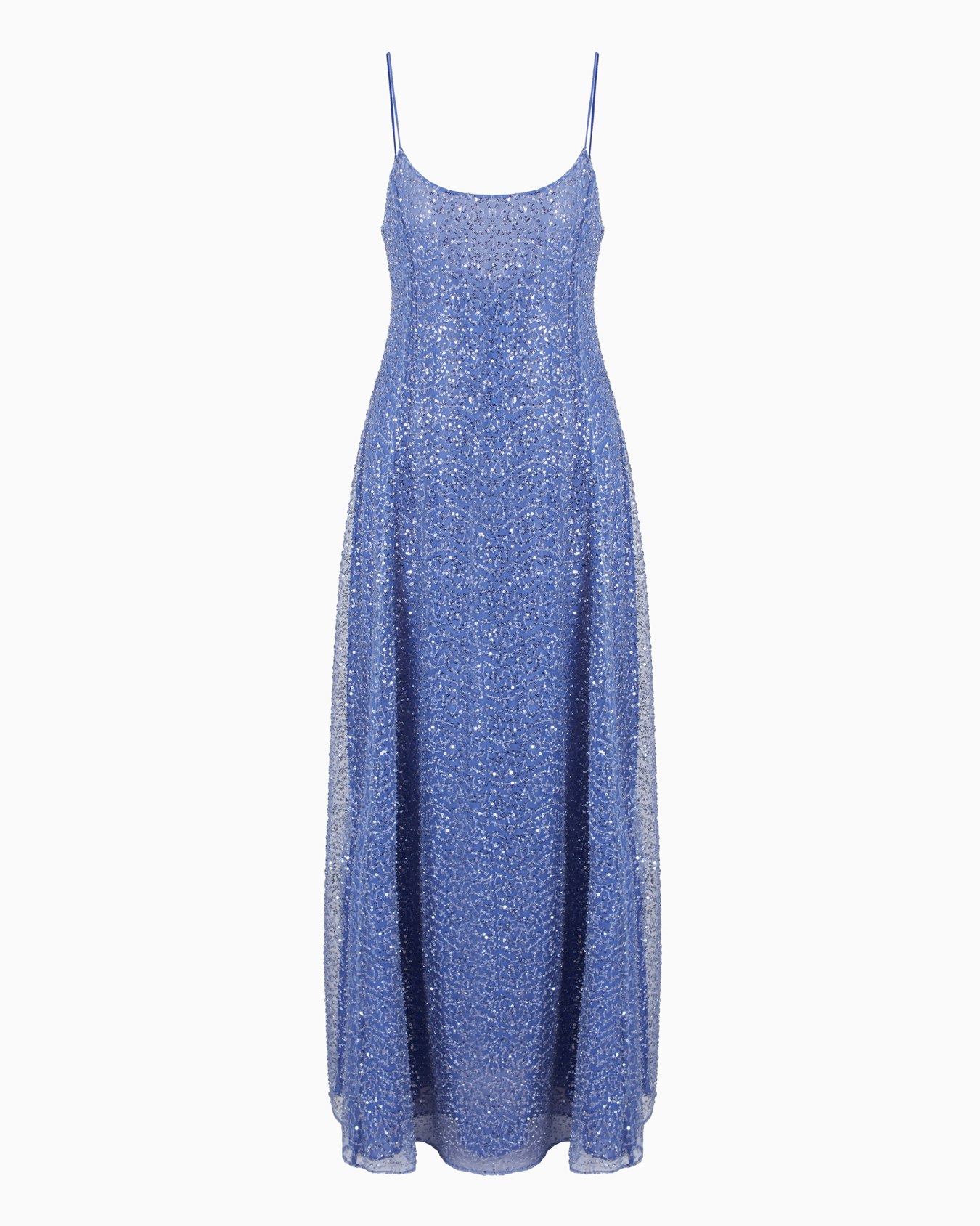 Long tulle dress with all-over micro-sequin and jet embroidery Slide 0