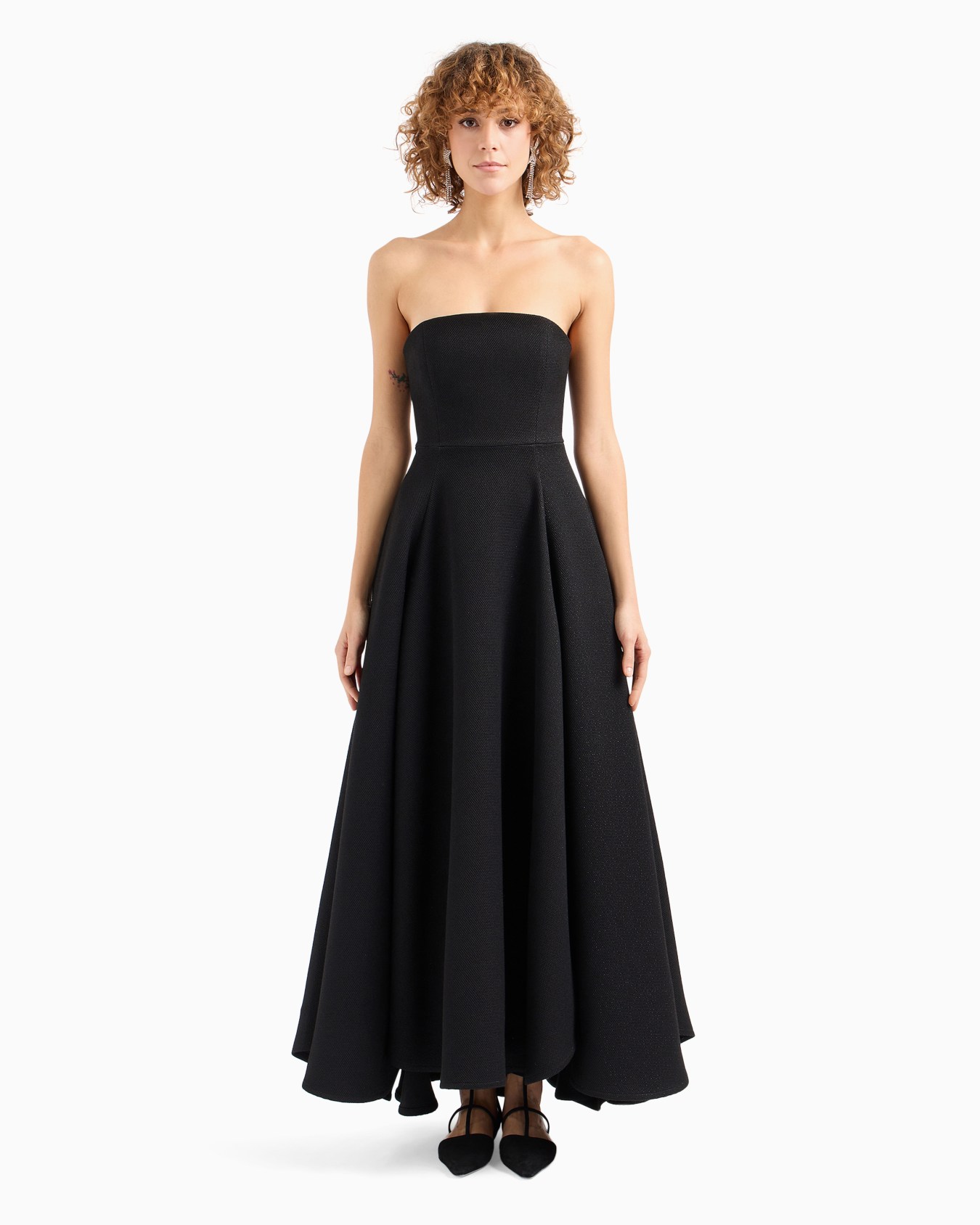 Abito lungo con bustier in tessuto tecno lurex armaturato Slide 2