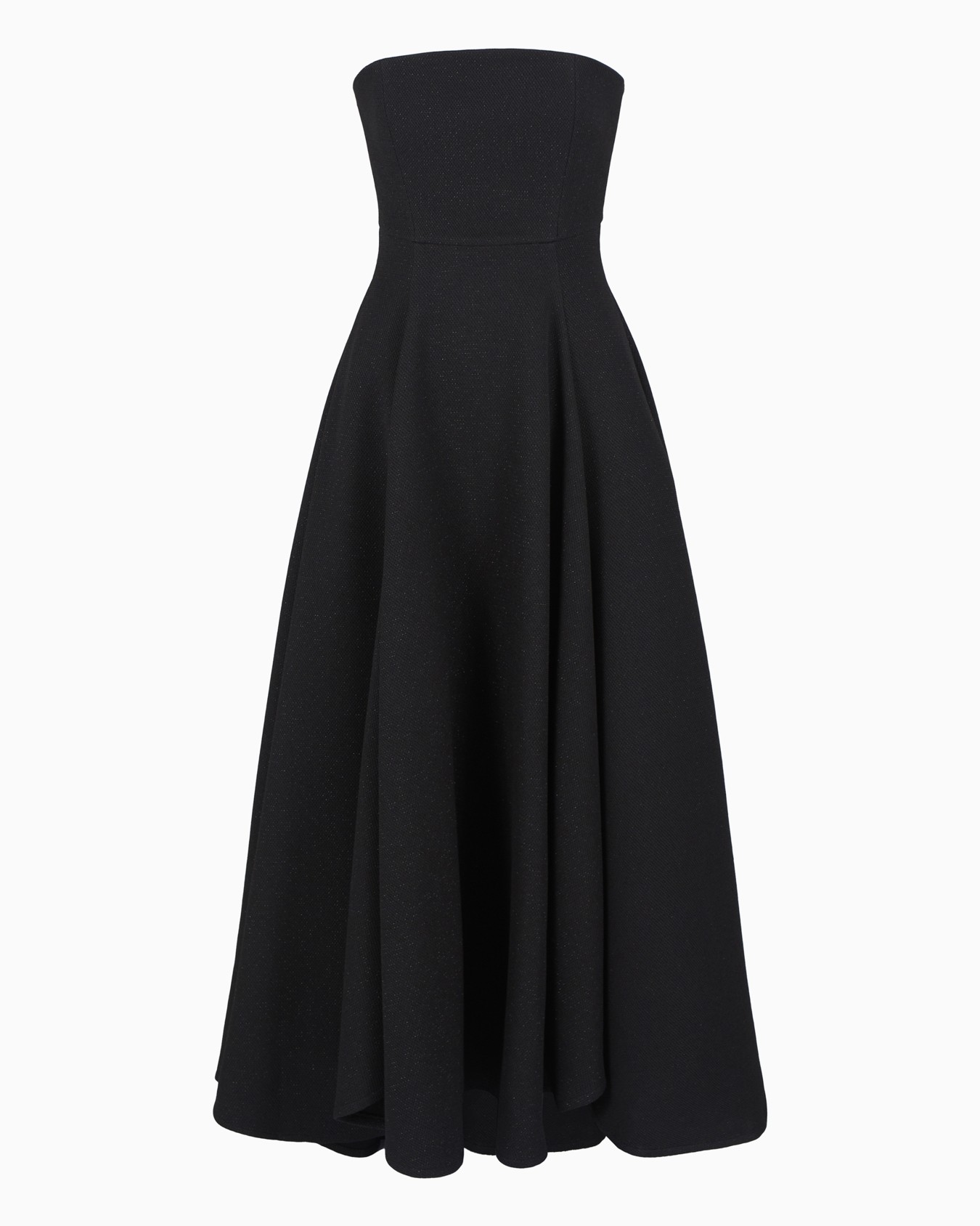Abito lungo con bustier in tessuto tecno lurex armaturato Slide 0