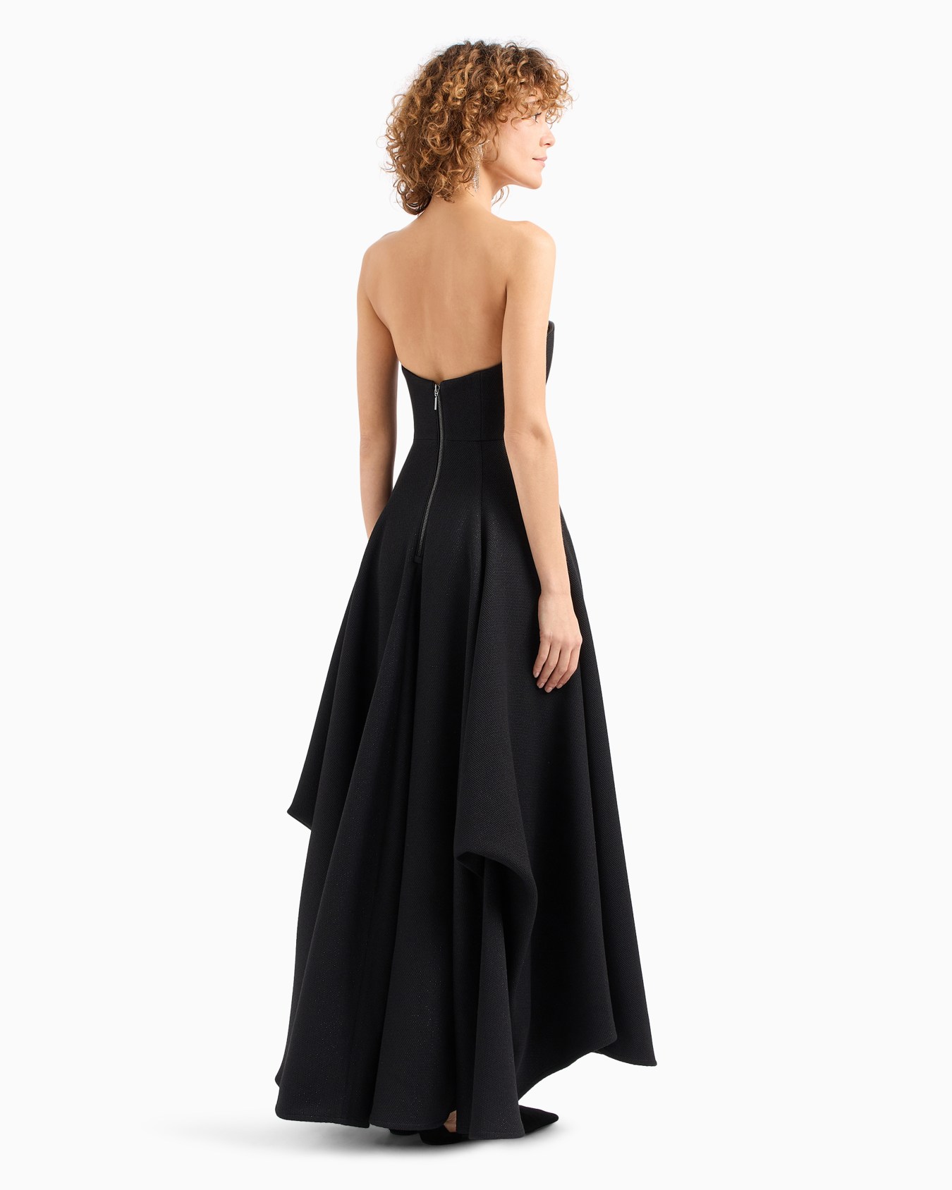 Abito lungo con bustier in tessuto tecno lurex armaturato Slide 3