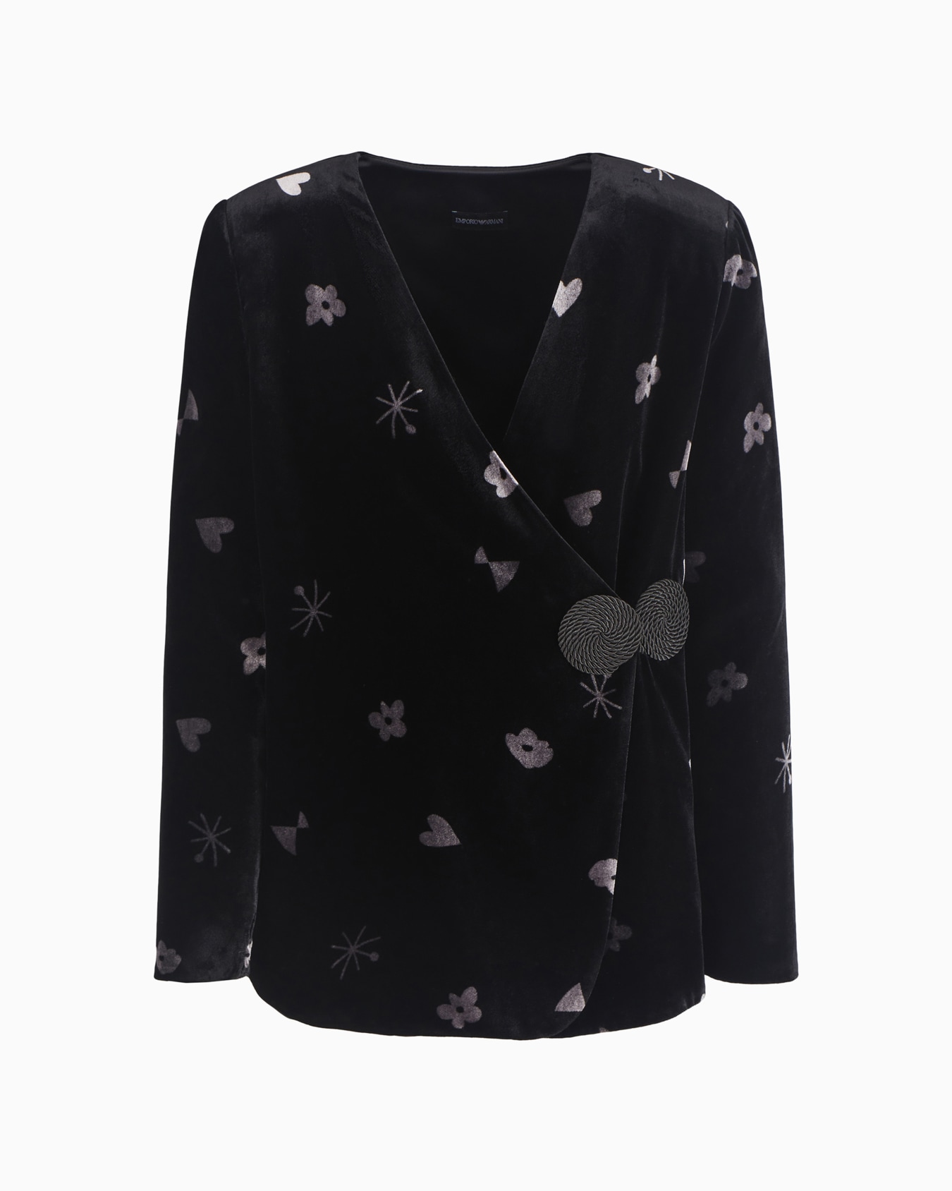 Jacket with side closure, made of jacquard velvet with fancy symbols Slide 0