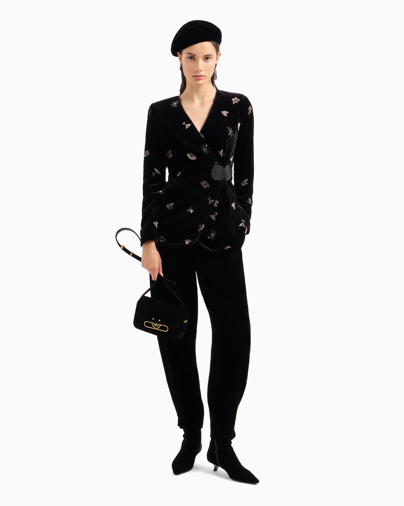 Liquid-velvet elasticated-waist trousers with an oval leg Slide 3