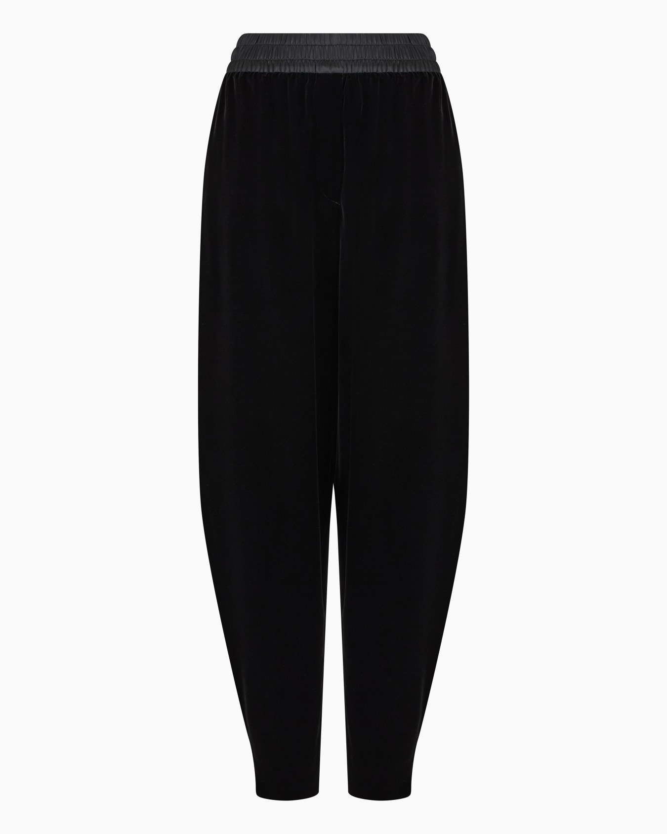 Liquid-velvet elasticated-waist trousers with an oval leg Slide 0