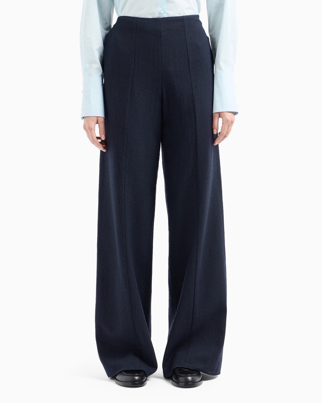 Pantalon palazzo en crêpe de laine lavée Diapositive 2