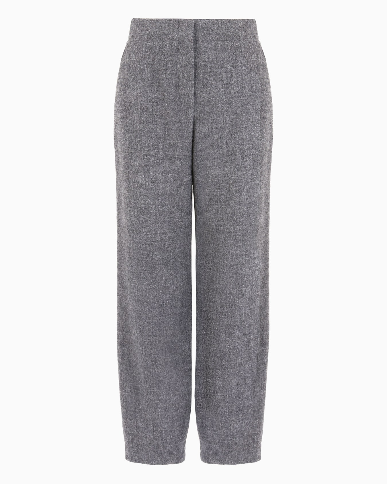 Pantalones en franela de mezcla de lana jaspeada con bordado EA Diapositiva 0