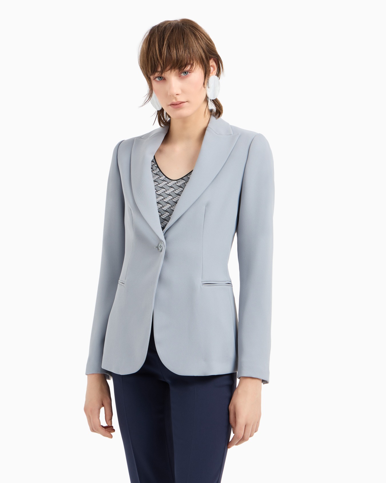 Veste à simple boutonnage en gabardine technique Diapositive 1