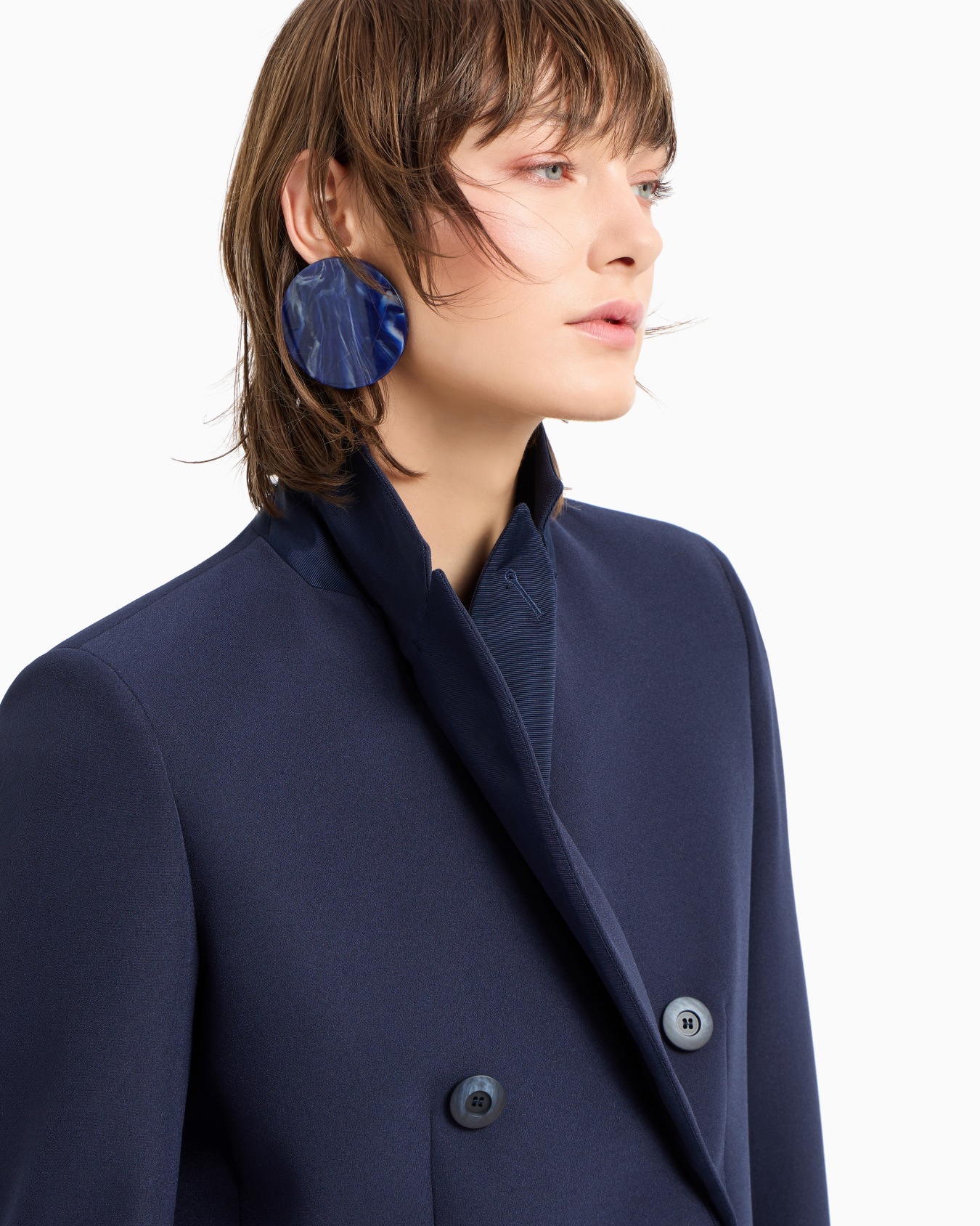 Double-breasted jacket in stretch technical sablé Slide 4