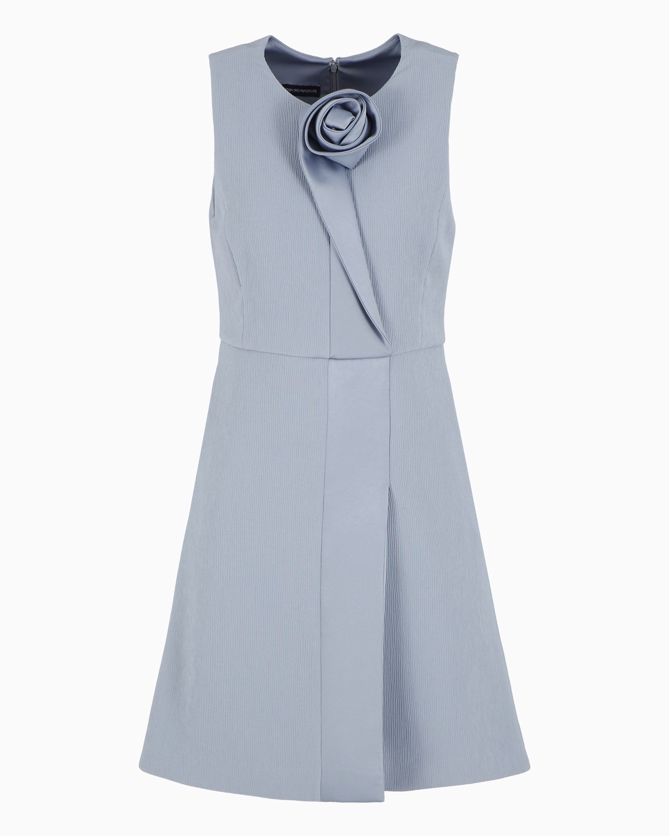 Vestido de tejido técnico elástico con canalé y detalle de rosa en satén Diapositiva 0