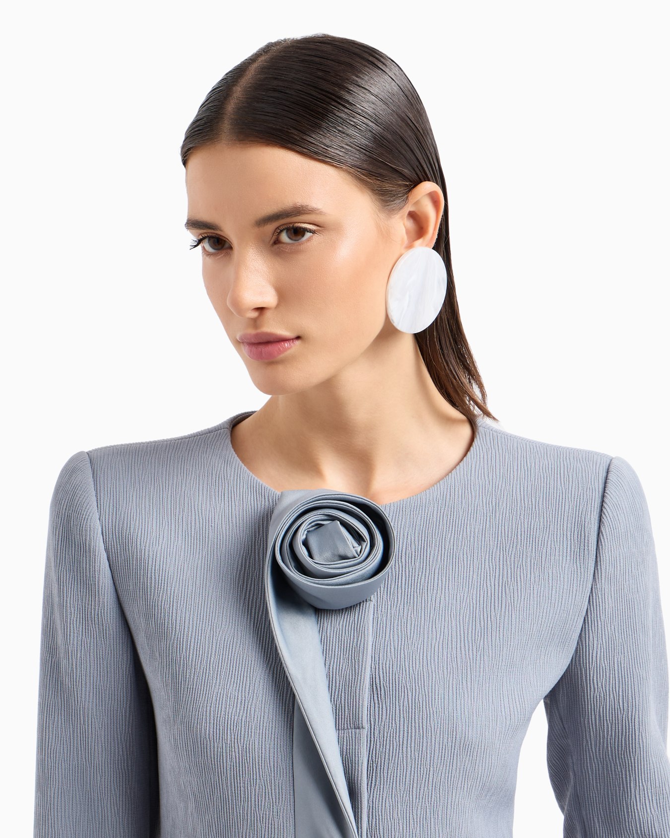 Stretch technical fabric jacket with ribs and satin rose detail Slide 4