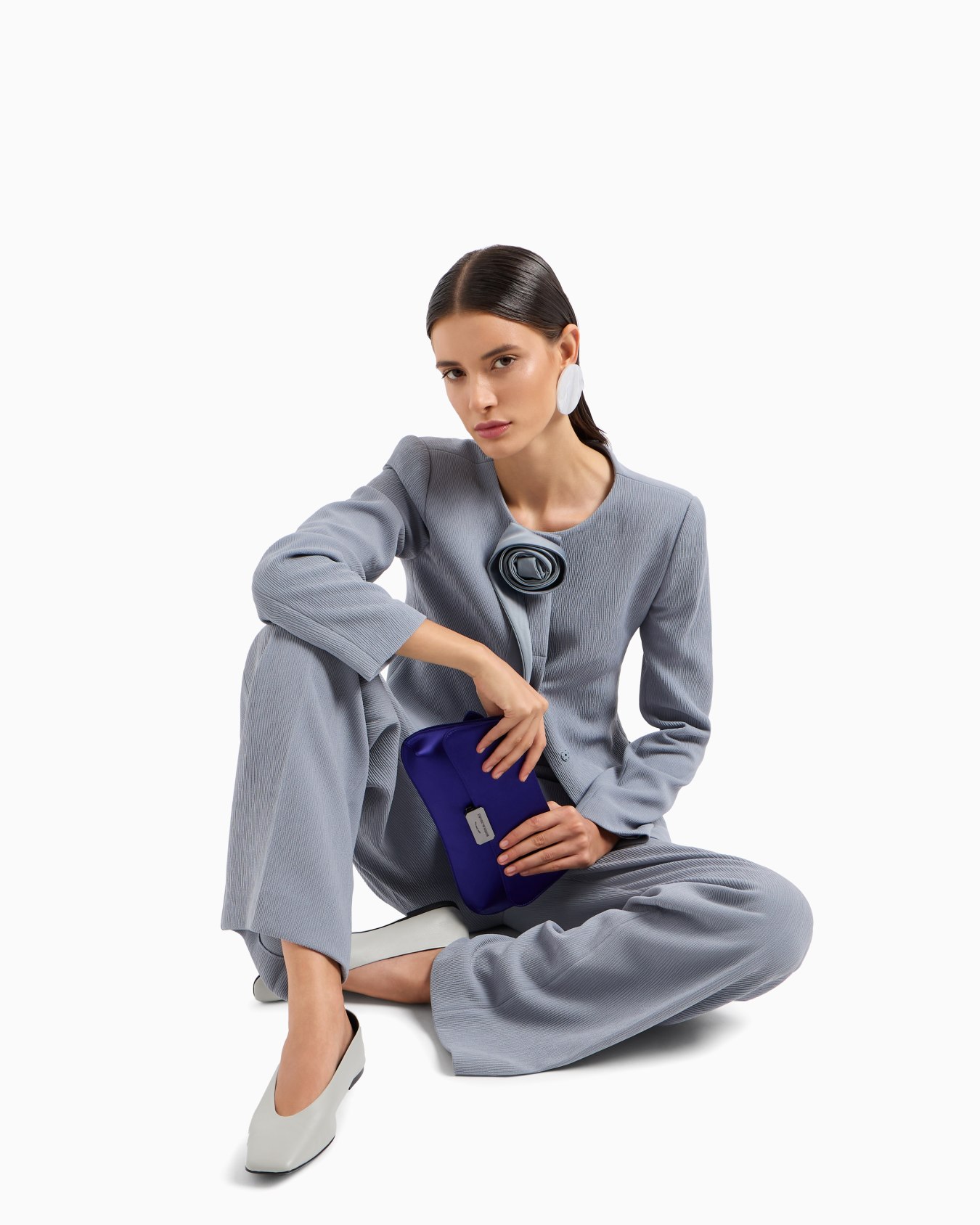 Stretch technical fabric jacket with ribs and satin rose detail Slide 5