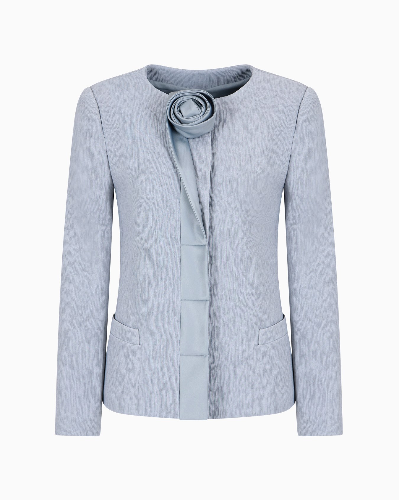 Stretch technical fabric jacket with ribs and satin rose detail Slide 0