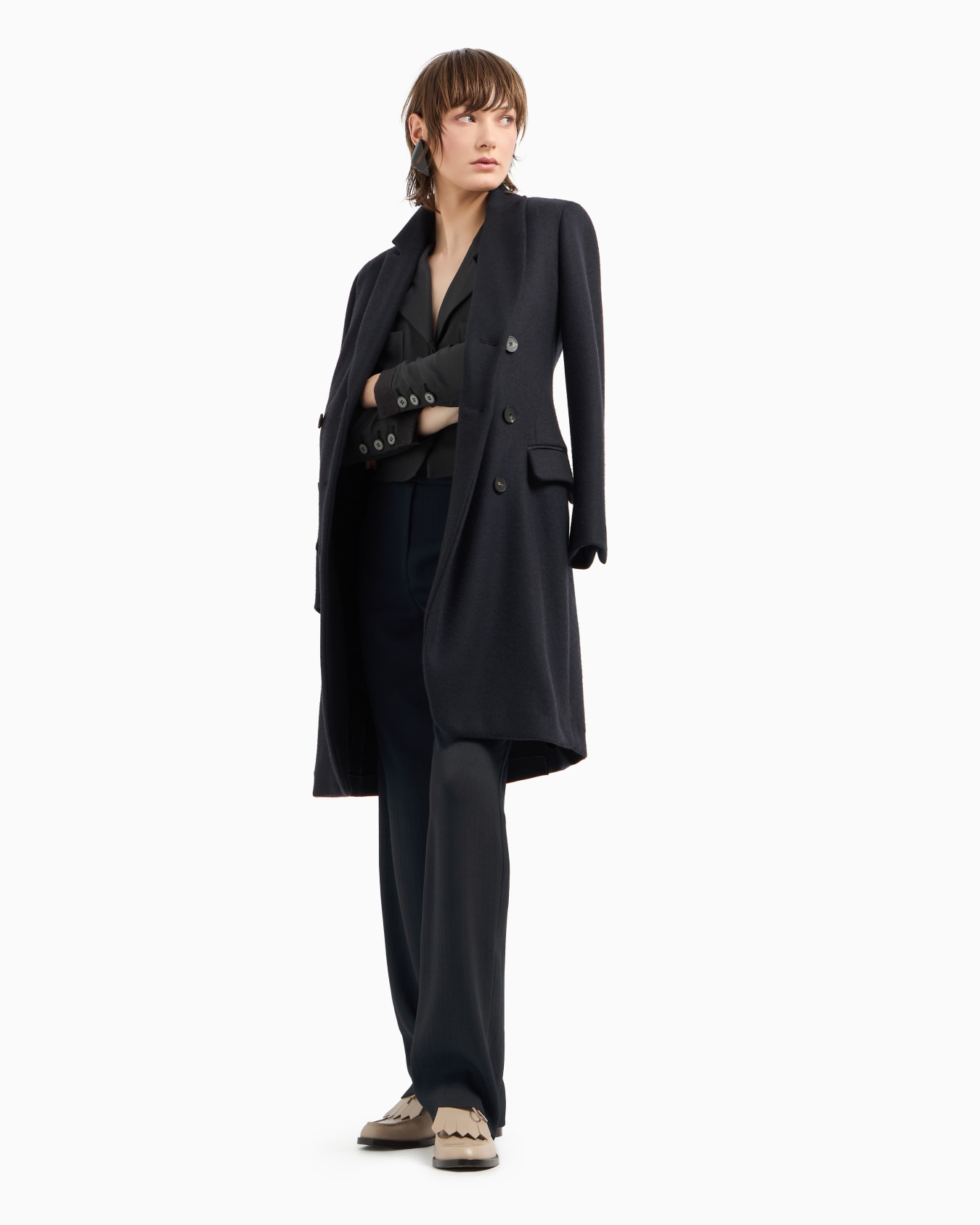 Veste à simple boutonnage en tissu sablé Icon Diapositive 3