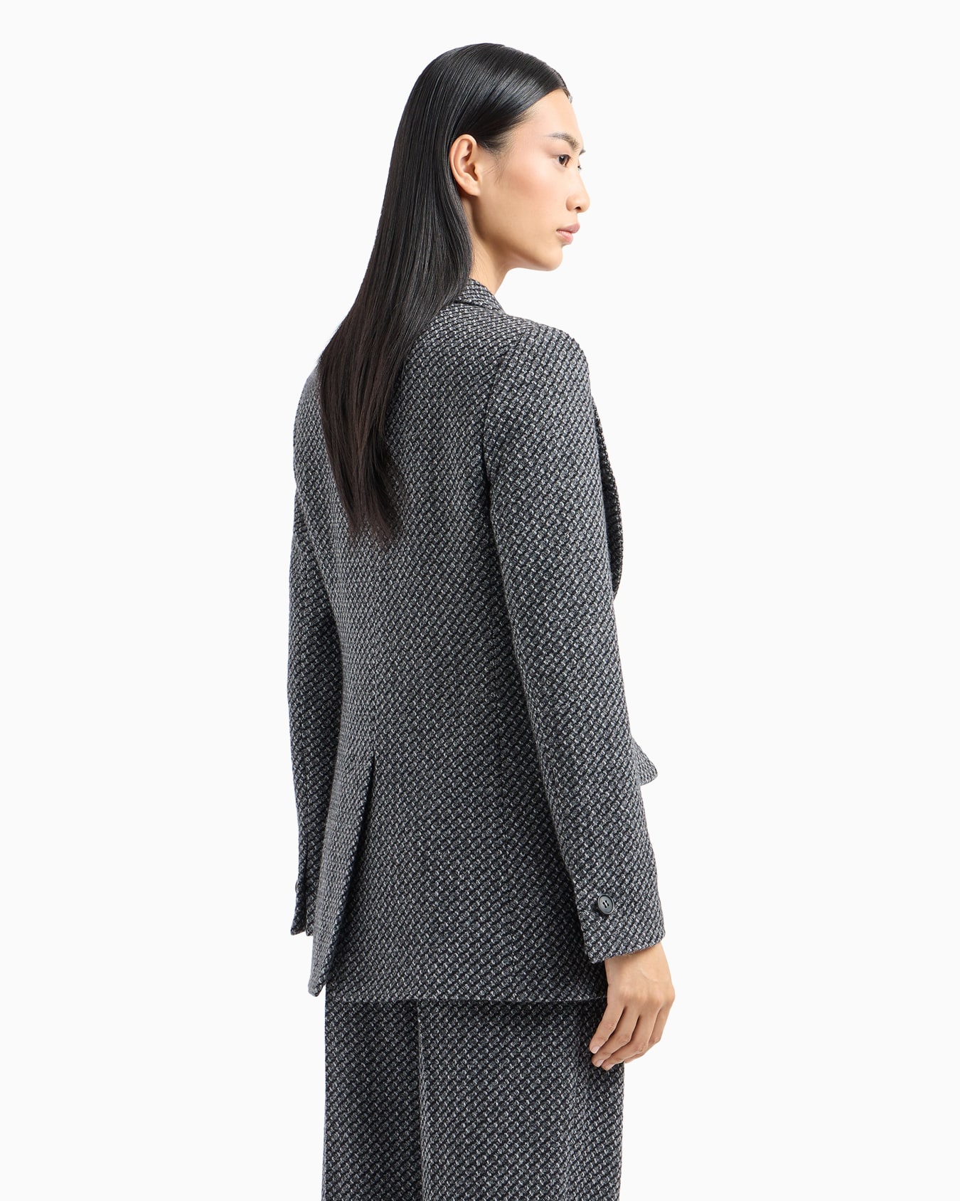 Single-breasted jacket in a mélange wool-blend knit with a textured pattern Slide 3
