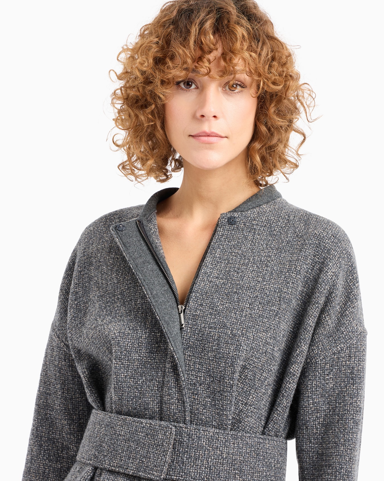 Veste en natté de laine mélangée avec ceinture Icon Diapositive 5