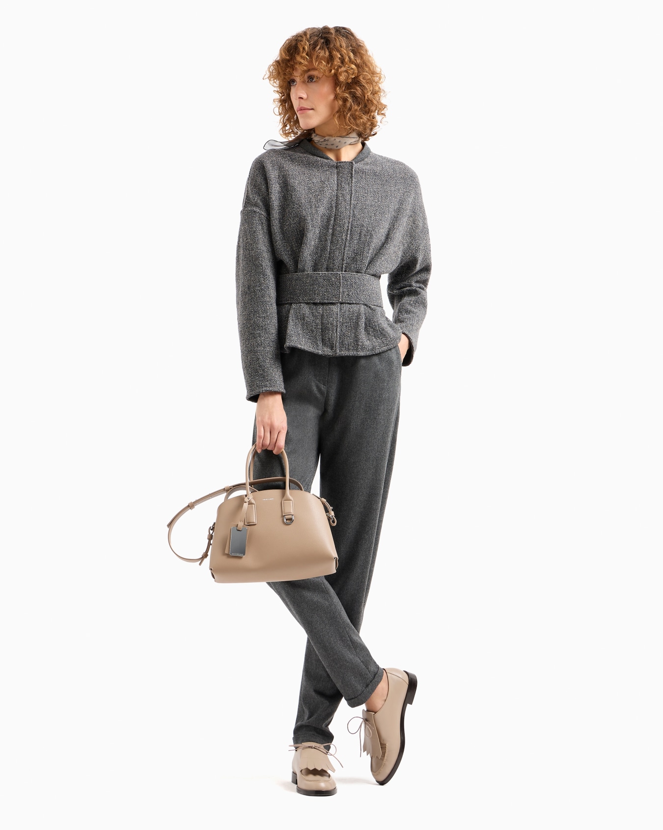Veste en natté de laine mélangée avec ceinture Icon Diapositive 4