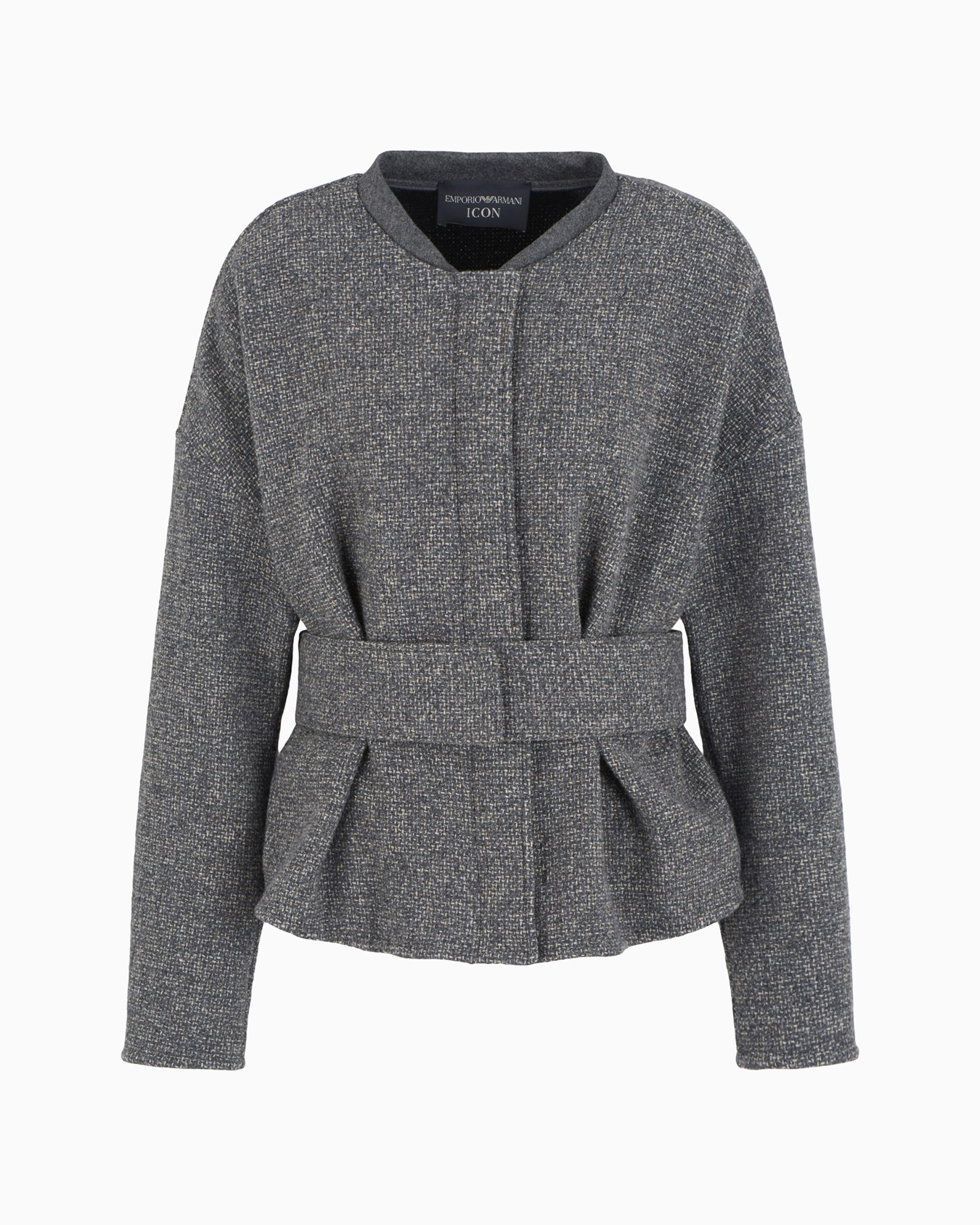 Veste en natté de laine mélangée avec ceinture Icon Diapositive 0