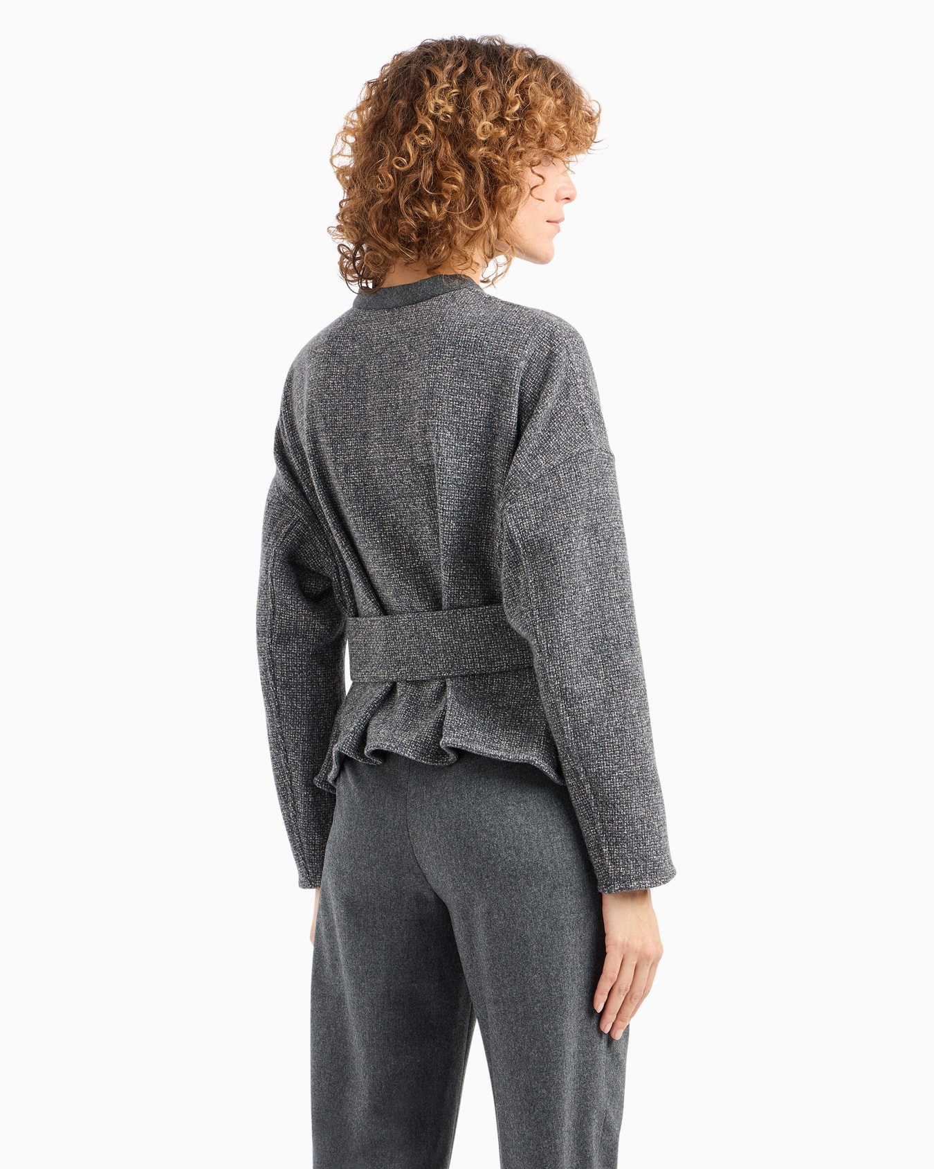 Veste en natté de laine mélangée avec ceinture Icon Diapositive 3