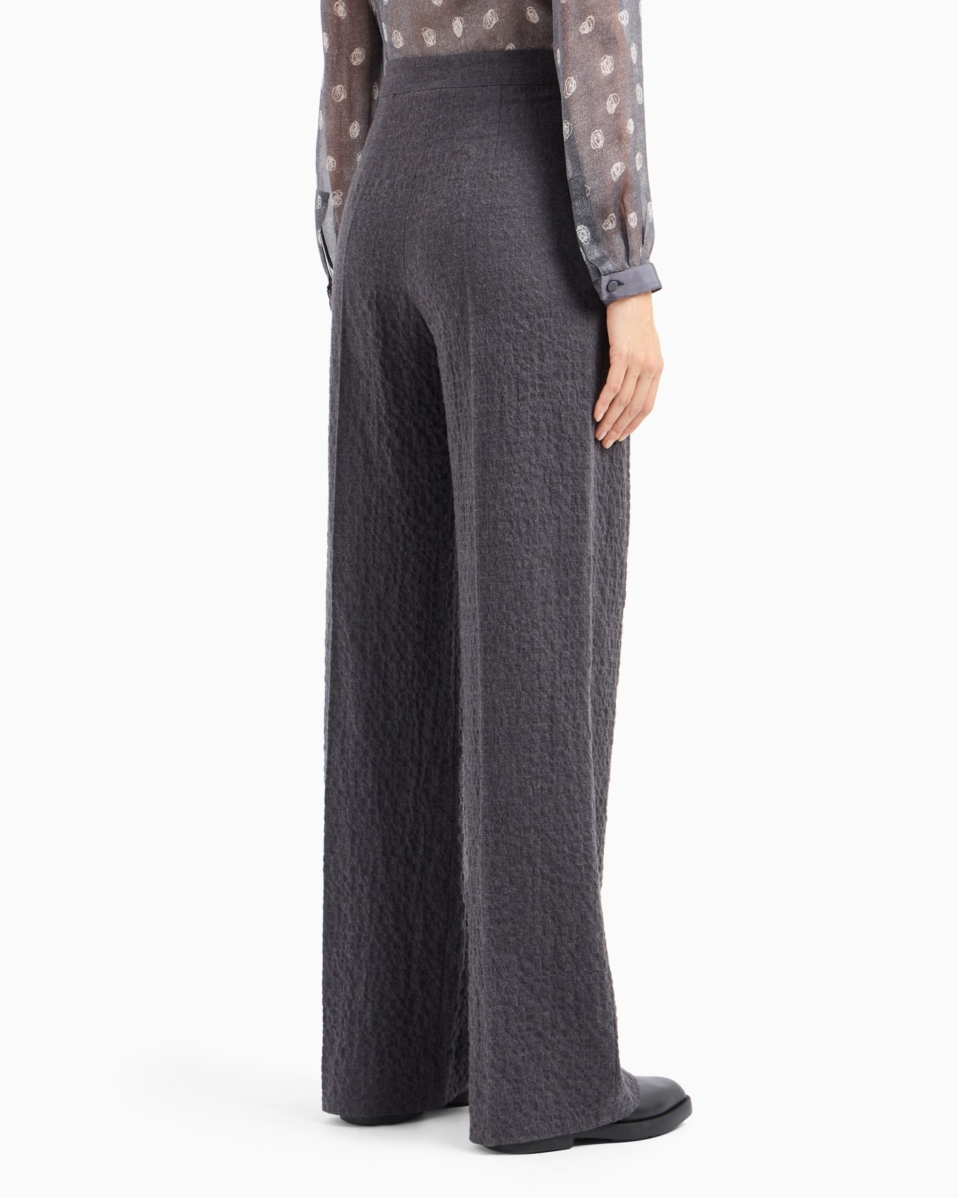 Pantalon palazzo à plis en flanelle de coton Icon Diapositive 3