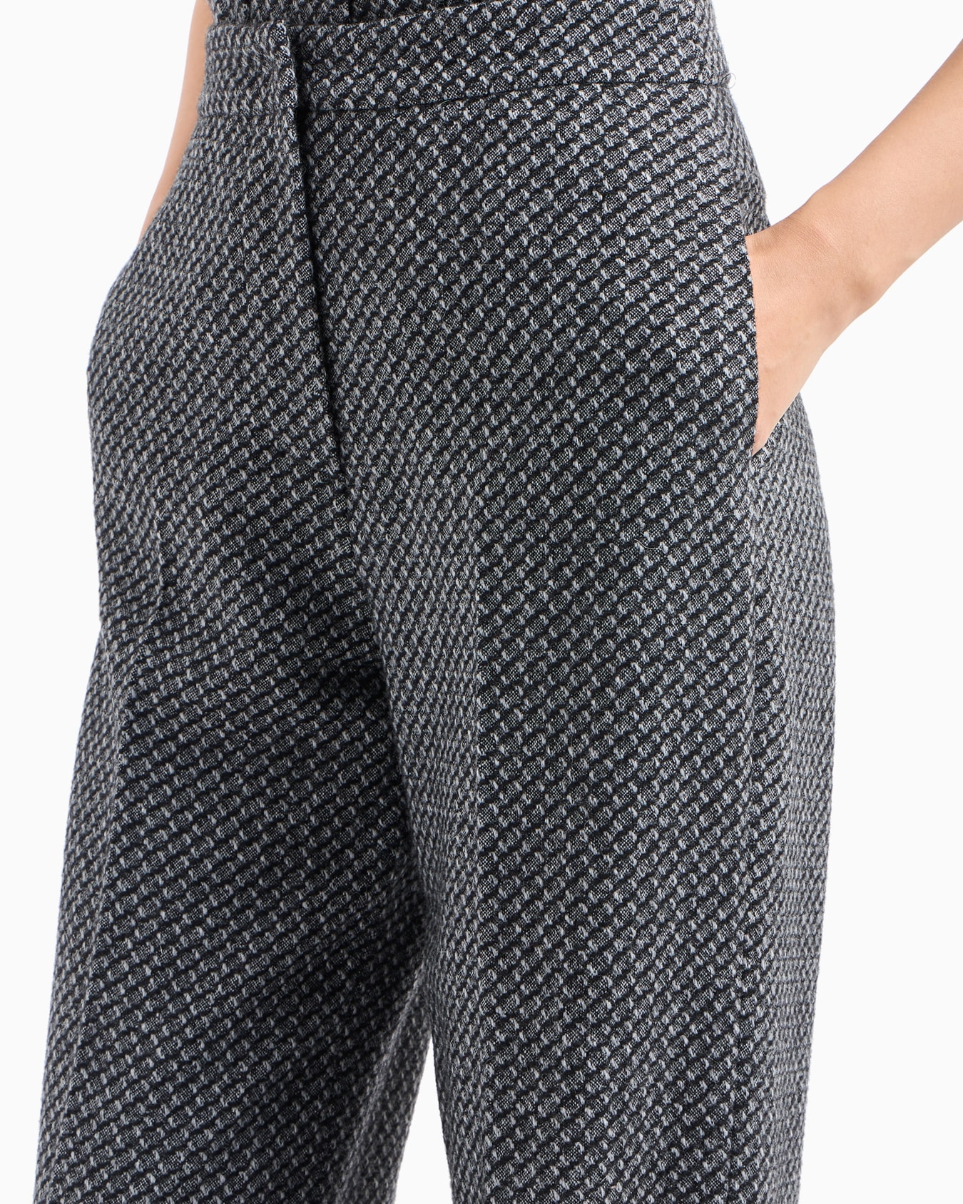 Pantalon en maille de laine mélangée chiné avec motif texturé Diapositive 5