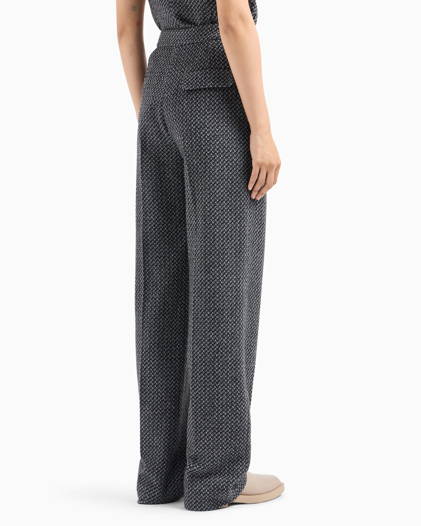 Pantalon en maille de laine mélangée chiné avec motif texturé Diapositive 3