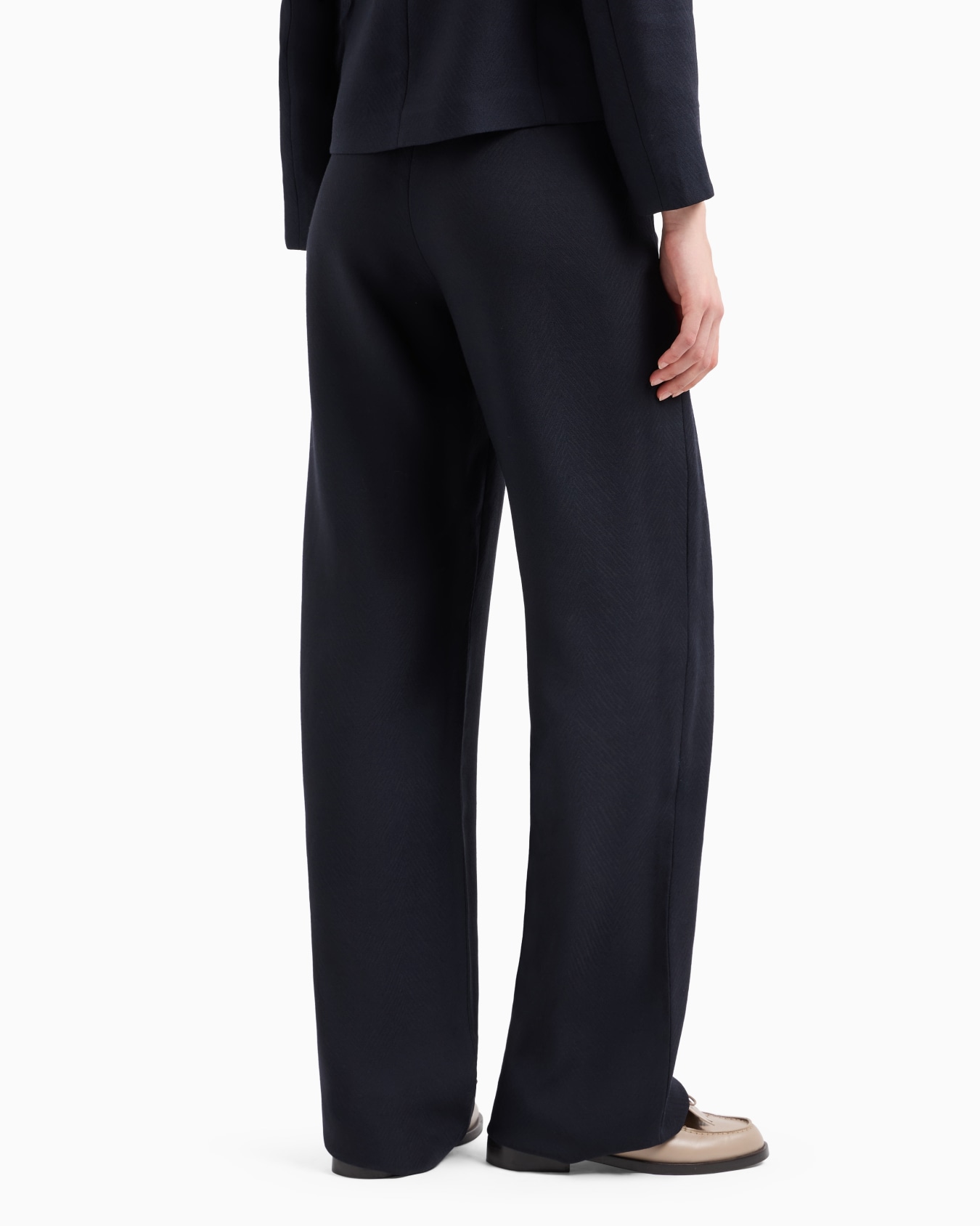 Pantaloni a vita elastica in misto lana vergine chevron Icon Slide 2