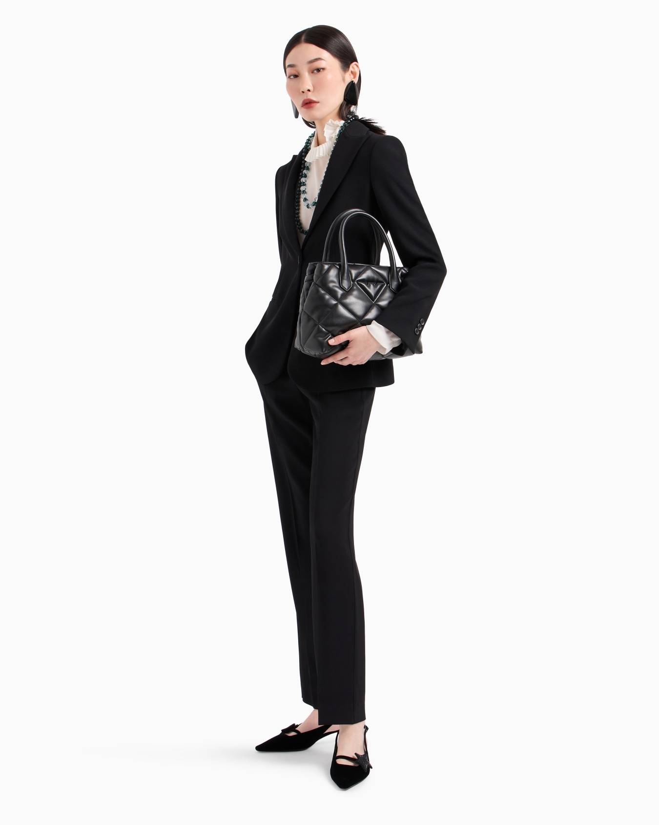 Icon silk double georgette blouse with pleats at the neck and shoulders Slide 3