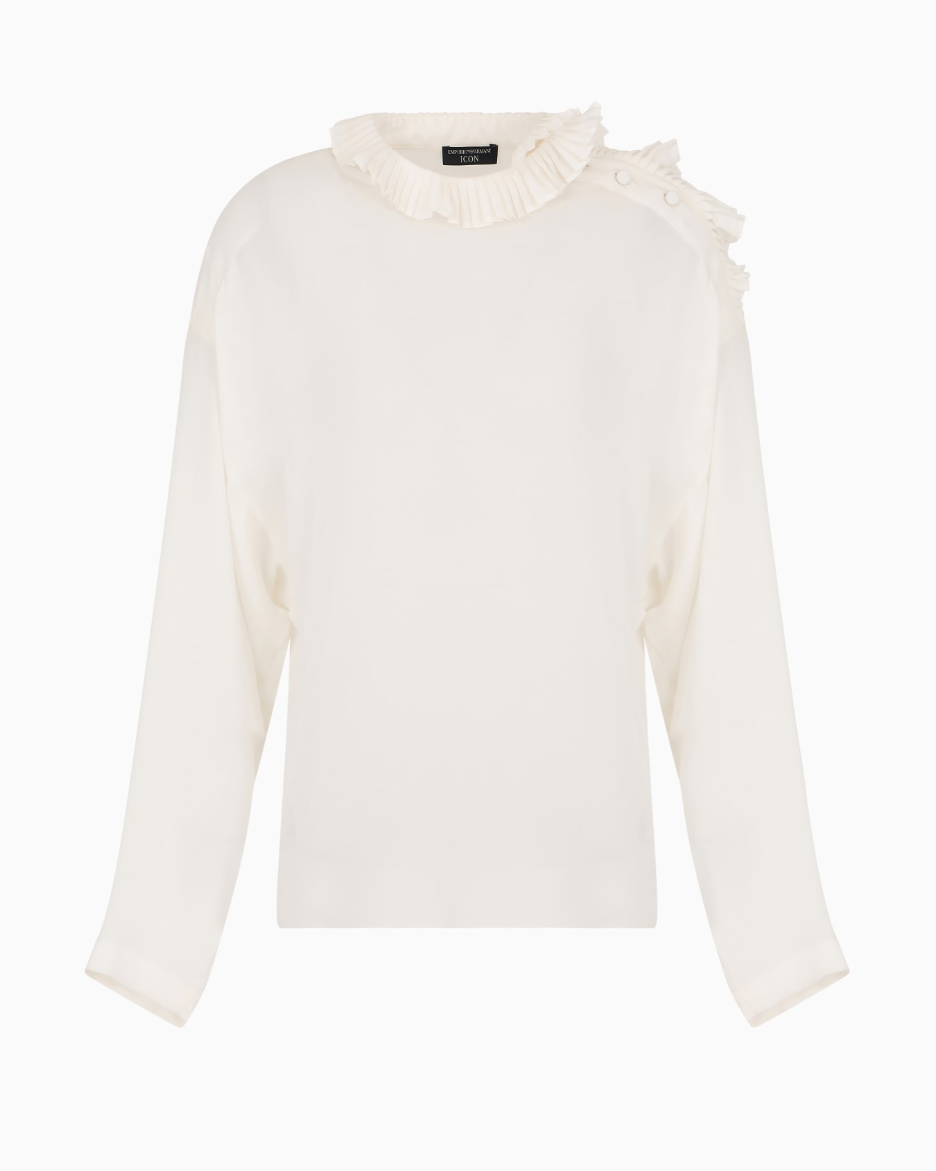 Icon silk double georgette blouse with pleats at the neck and shoulders Slide 0