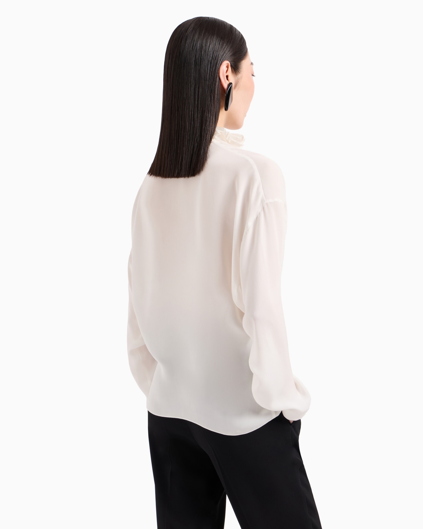 Icon silk double georgette blouse with pleats at the neck and shoulders Slide 2