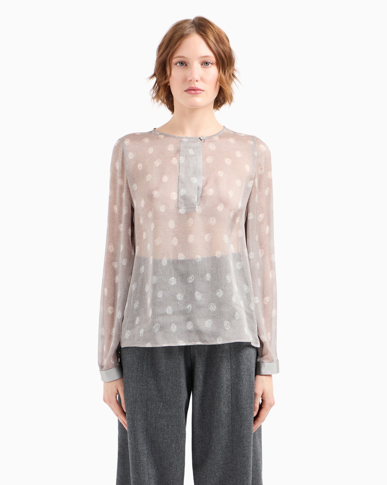 Blouse en mousseline de soie avec imprimé all over à pois abstraits Icon Diapositive 1