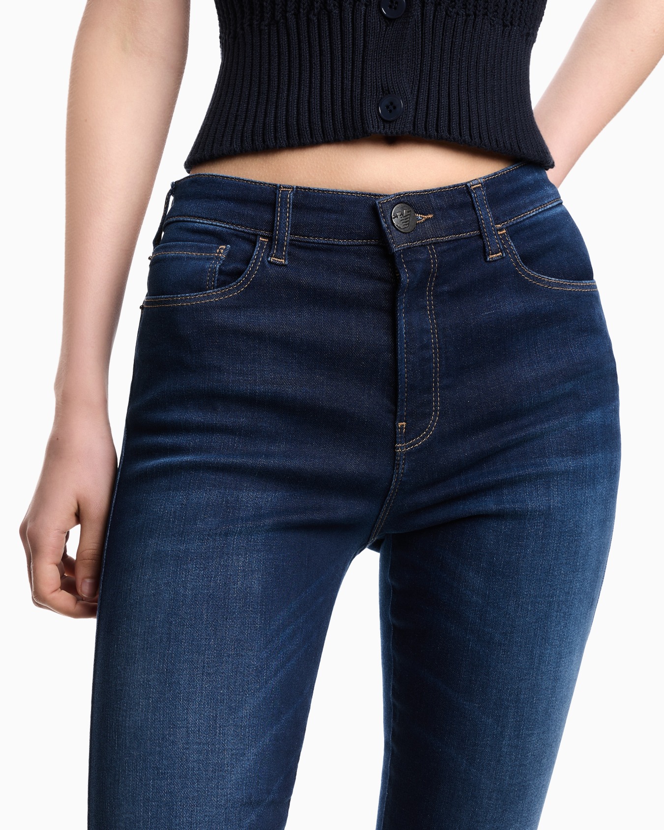 J20 high-waisted super-skinny leg jeans in stretch denim with laser-cut logo Slide 4
