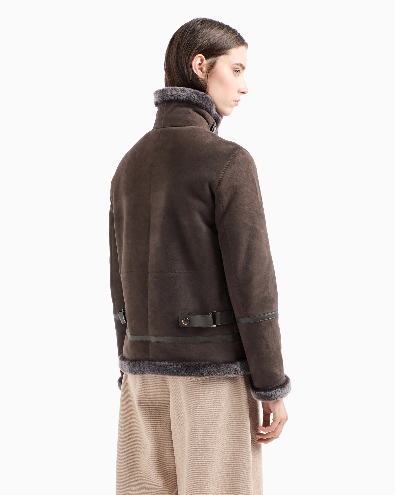 Icon relaxed-fit Spanish Merino lambskin suede shearling coat Slide 3